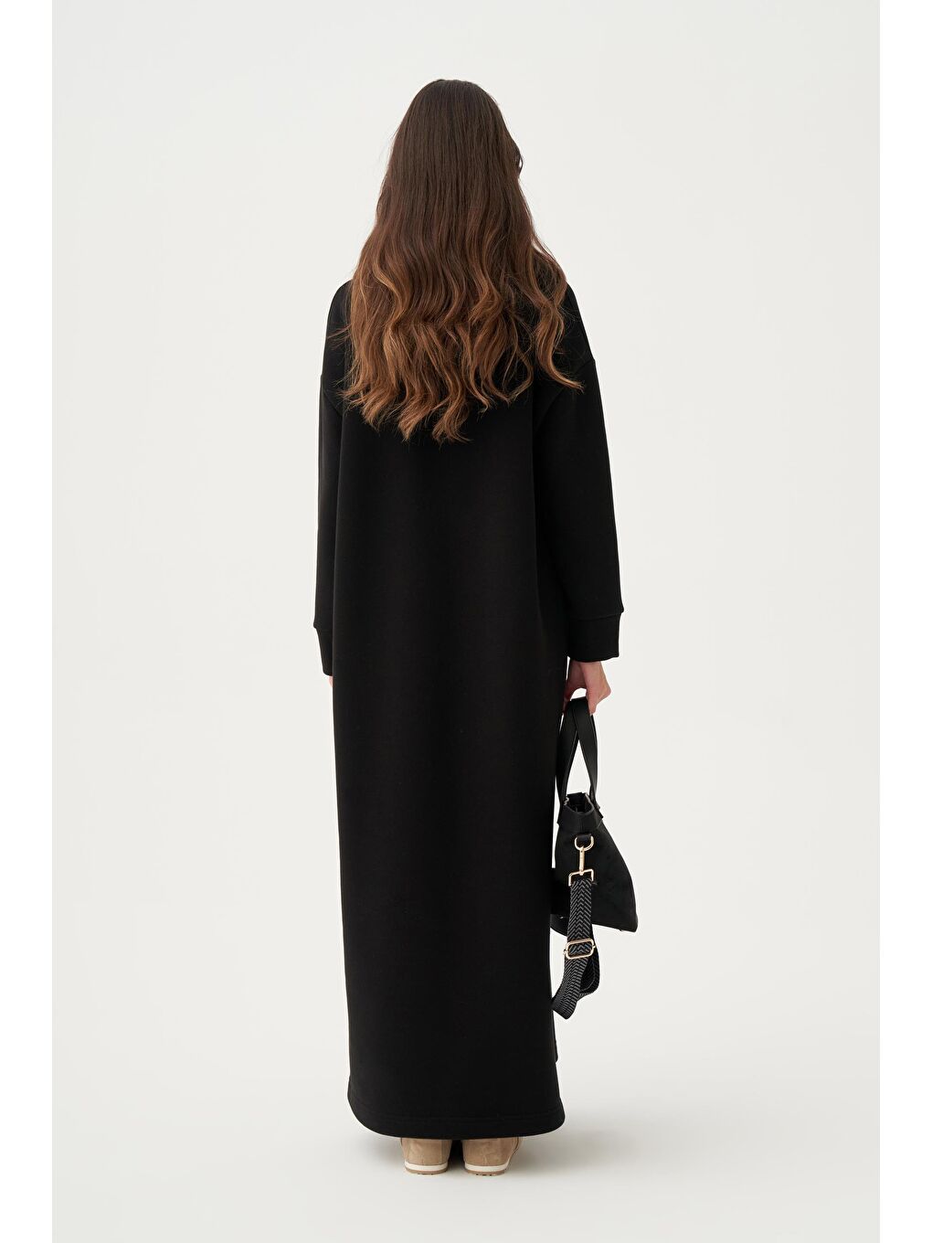 Siyah-Kapüşonlu Basic Elbise-2