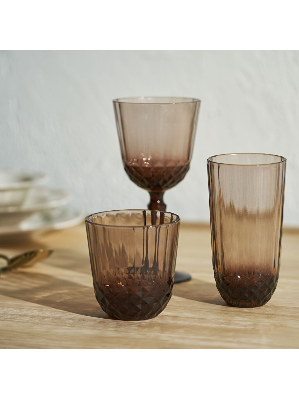 Colore Kesme Kadeh 2'li Kahverengi (310 cc)-2