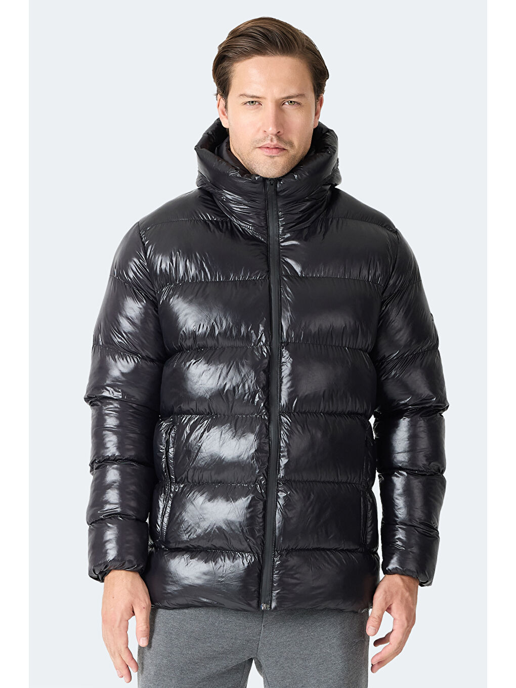 HOOT Erkek Kapüşonlu Şişme Siyah Mont & Kaban