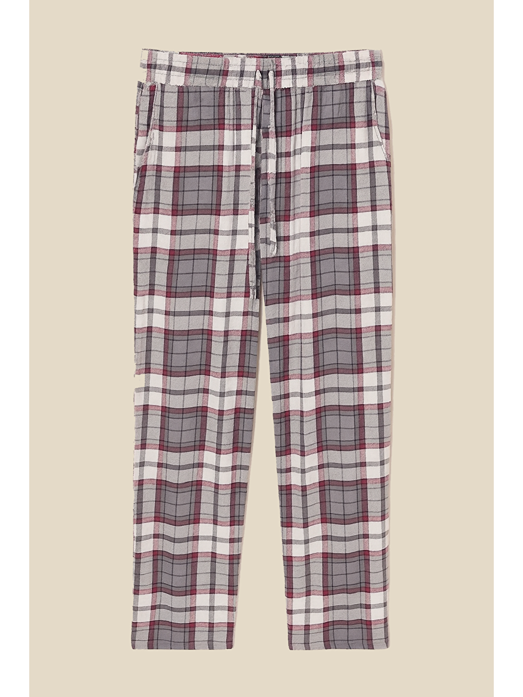 Gri Erkek %100 Pamuk Cepli Ekose Pijama Altı-2