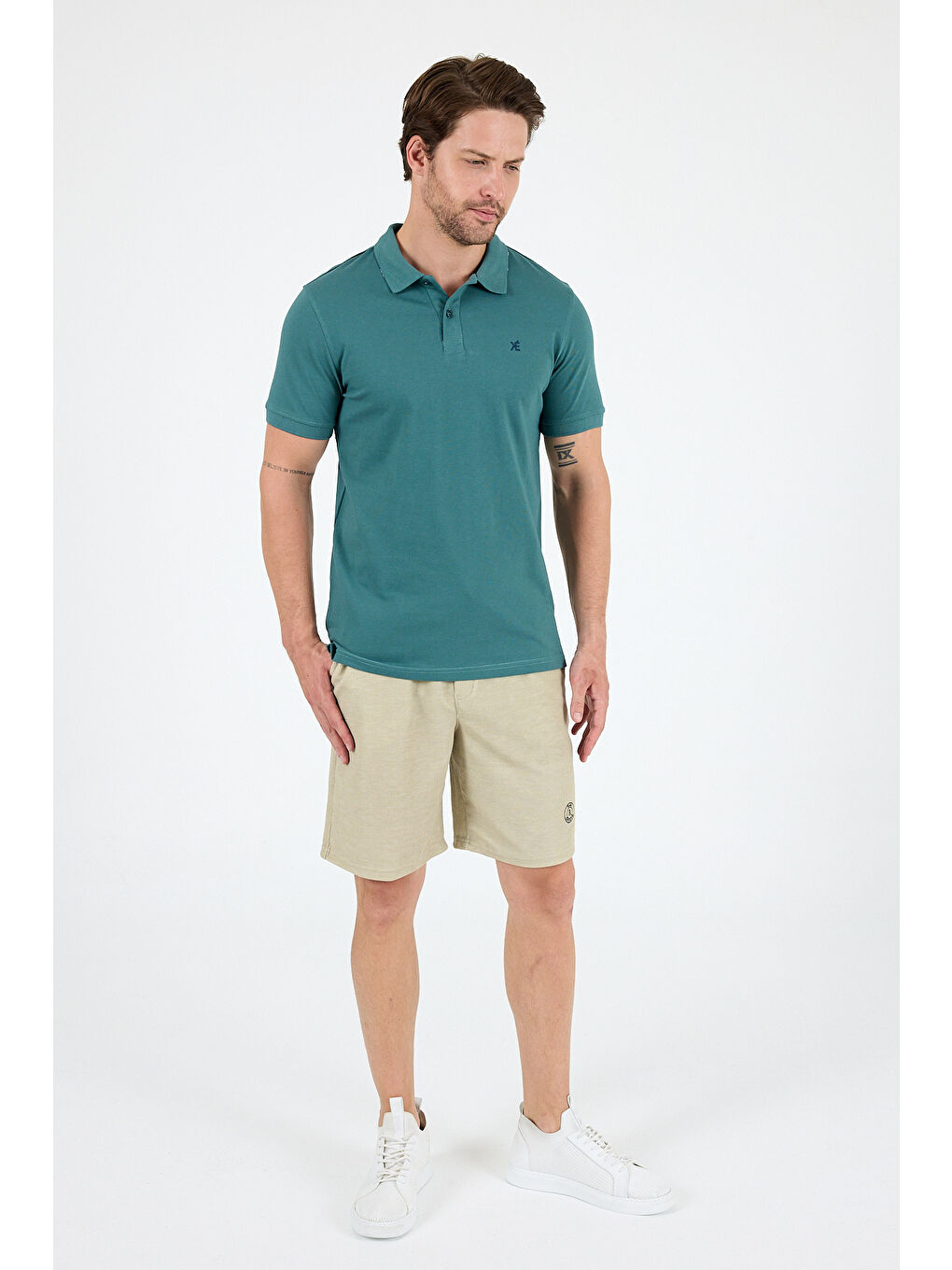 Petrol Polo Yaka Kısa Kollu Pike Erkek %100 Pamuk Tişört-2