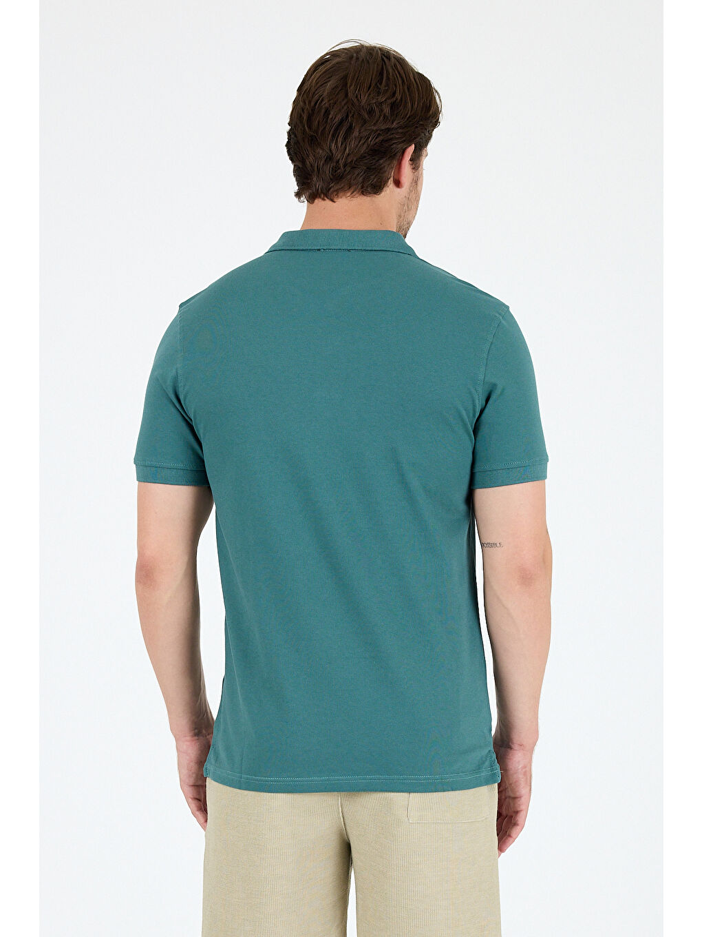 Petrol Polo Yaka Kısa Kollu Pike Erkek %100 Pamuk Tişört-4