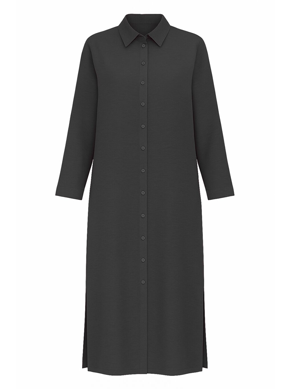 Modal Karışımlı Siyah Uzun Tunik