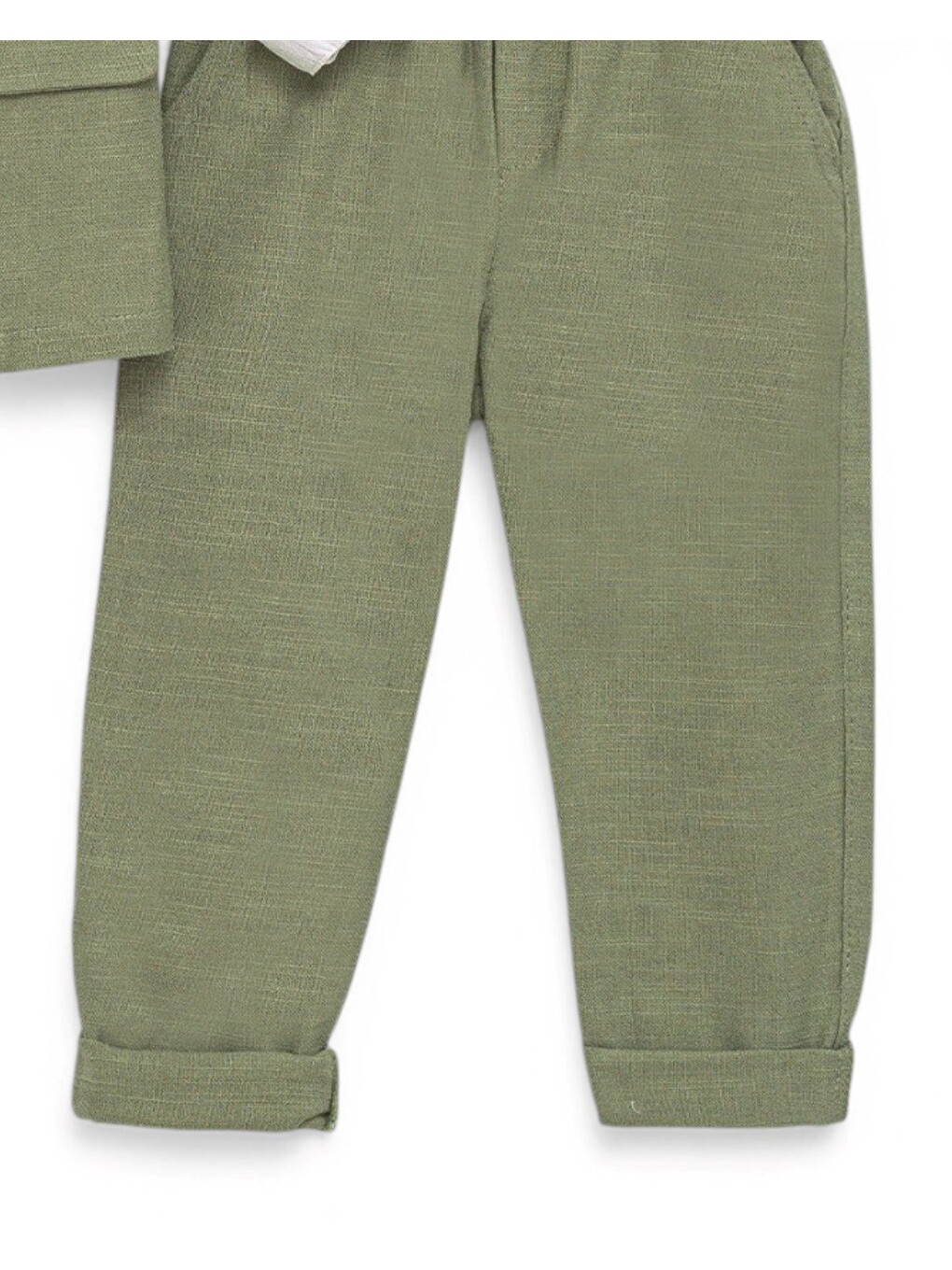 Yeşil Erkek Bebek Keten Ceketli Pantolonlu Çıtçıtlı Gömlekli Papyonlu 4'lü Takım-7