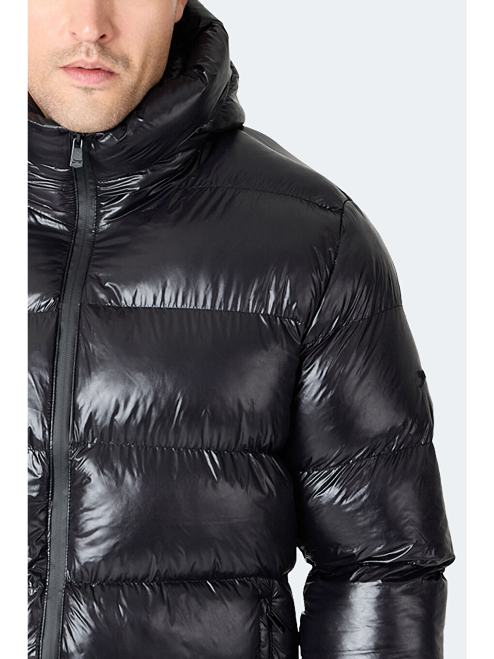 HOOT Erkek Kapüşonlu Şişme Siyah Mont & Kaban-1