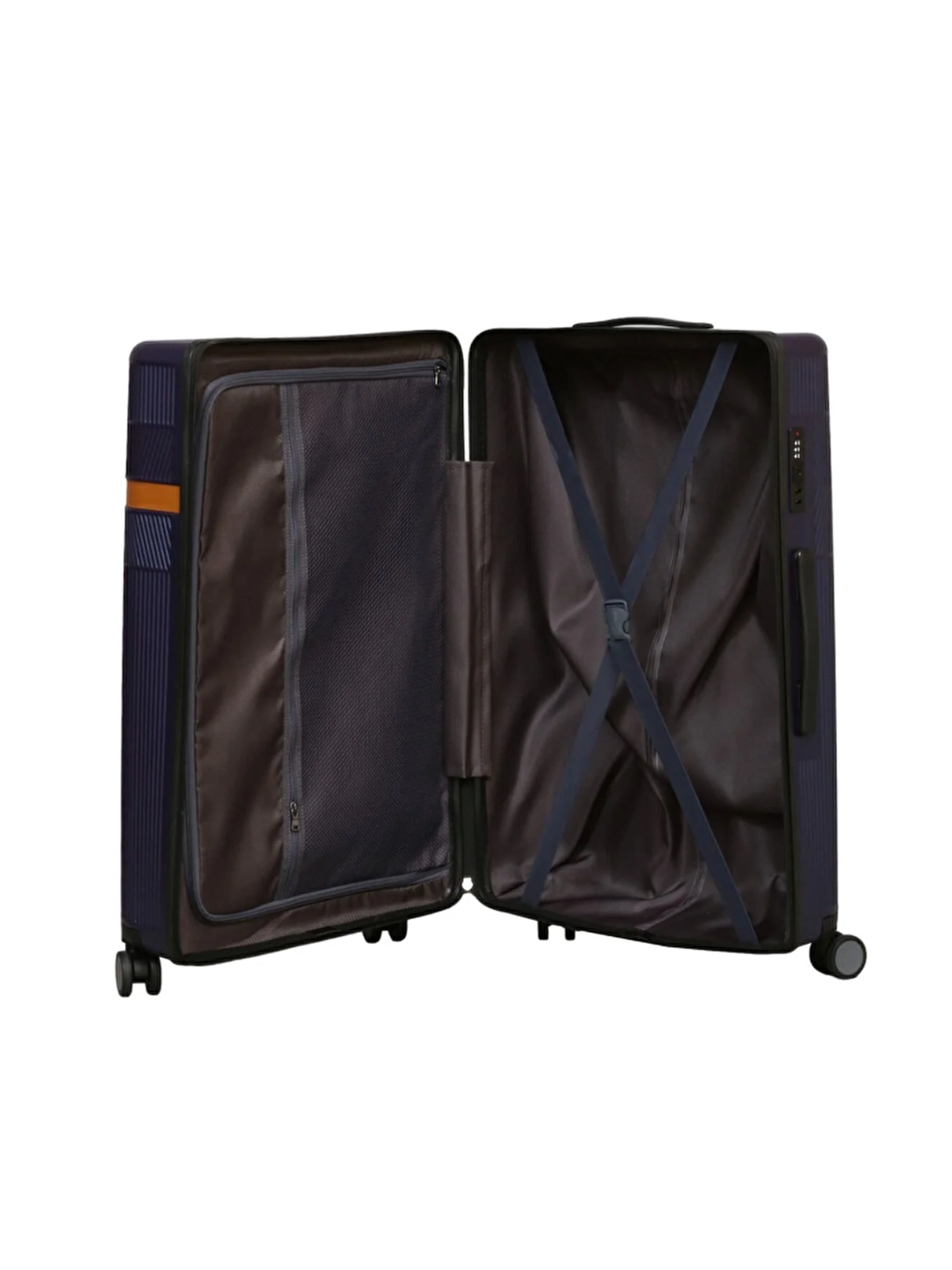 Lacivert Kırılmaz Polikarbon TSA Kilitli 8 Tekerlek Valiz Seti 1816-3