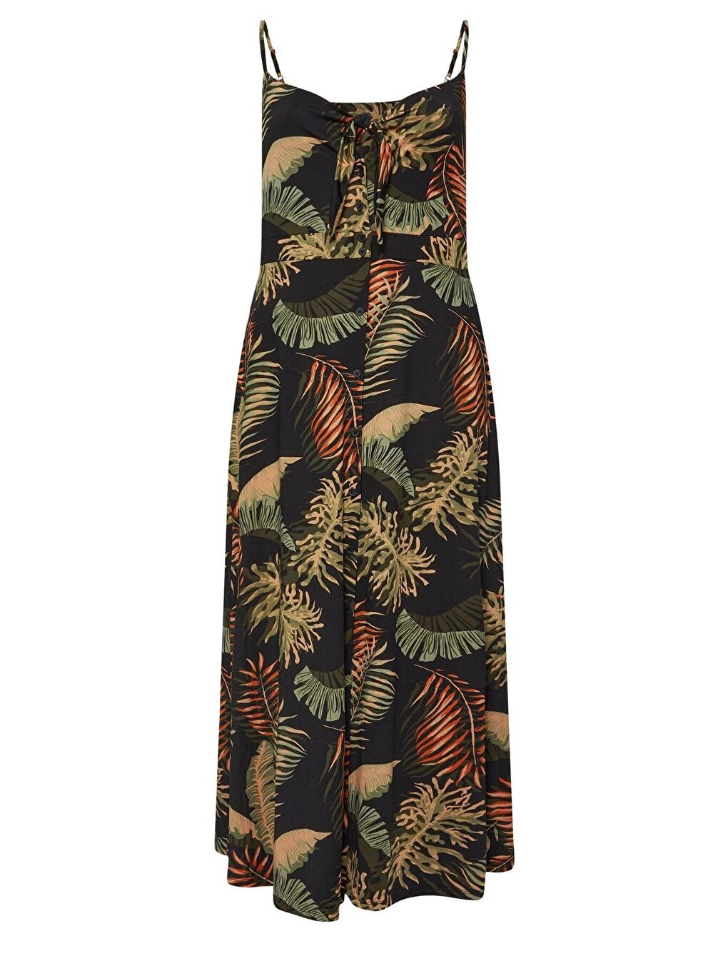 Karışık Büyük Beden Askılı Göğüs Dekolteli Çiçek Desenli Maxi Elbise 303485-6