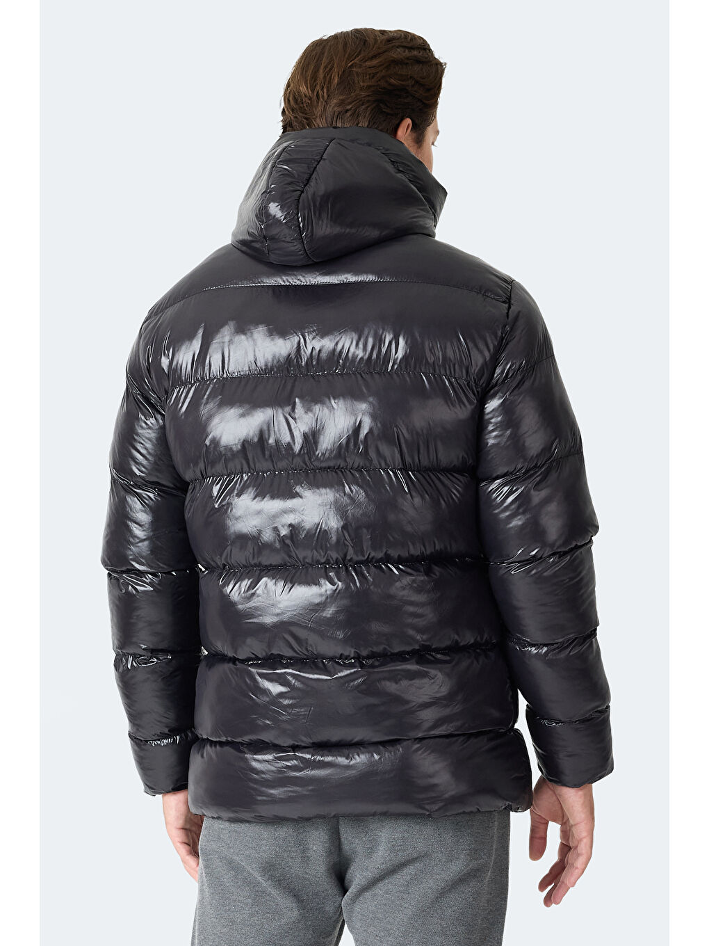 HOOT Erkek Kapüşonlu Şişme Siyah Mont & Kaban-2