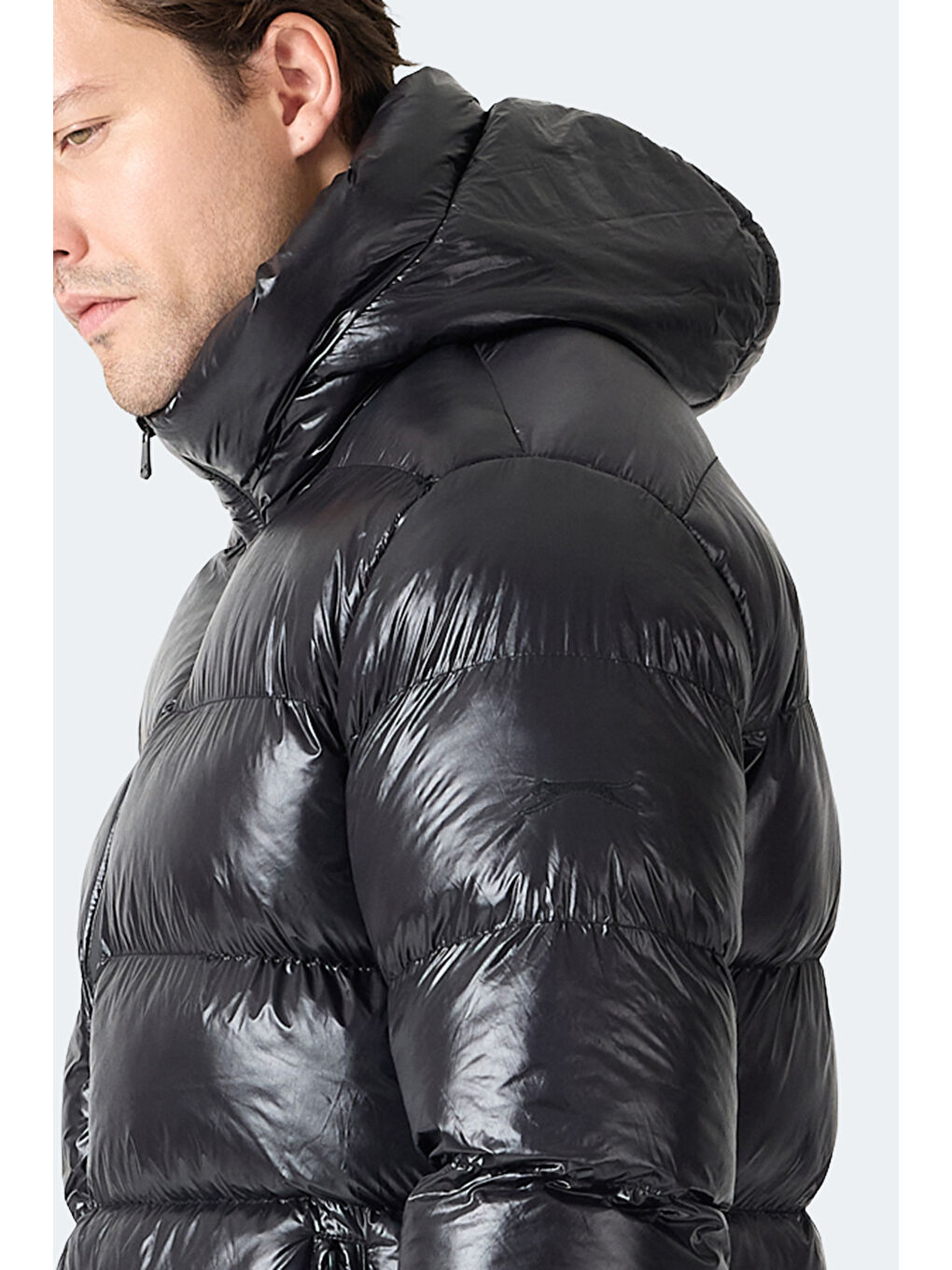 HOOT Erkek Kapüşonlu Şişme Siyah Mont & Kaban-3