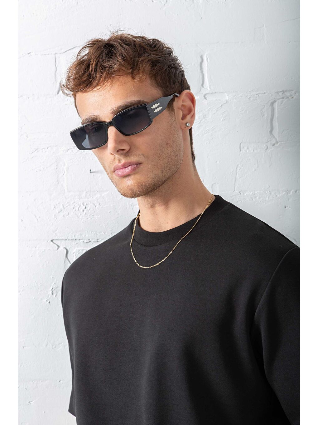 Erkek Oversize Basic Rahat Tişört Siyah-2