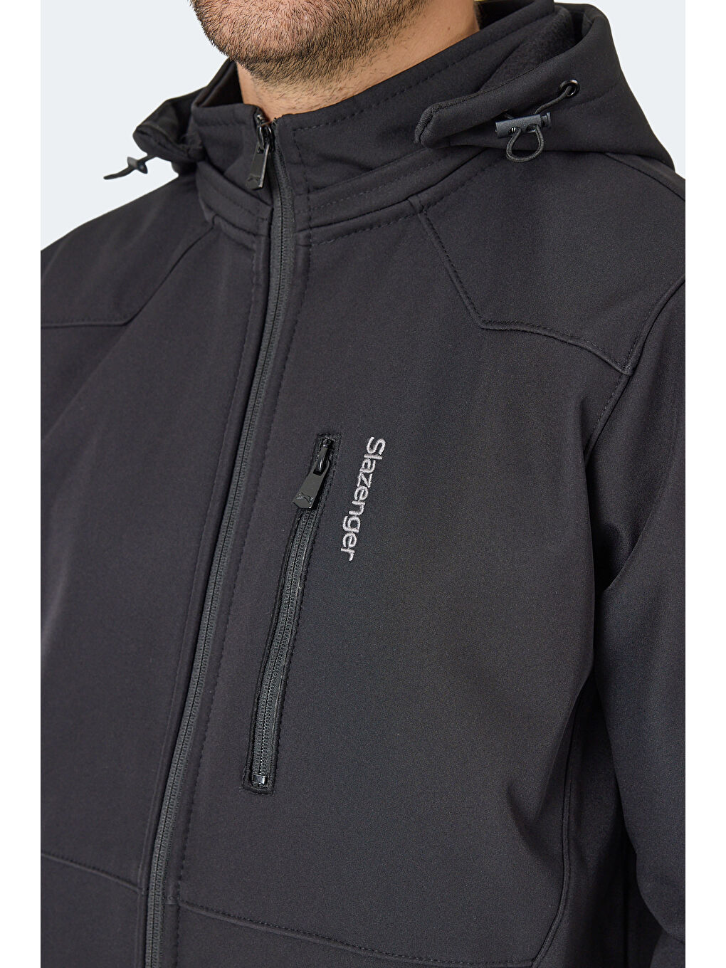 HARMONIC Erkek Kapüşonlu Fermuarlı Siyah Mont & Kaban-1