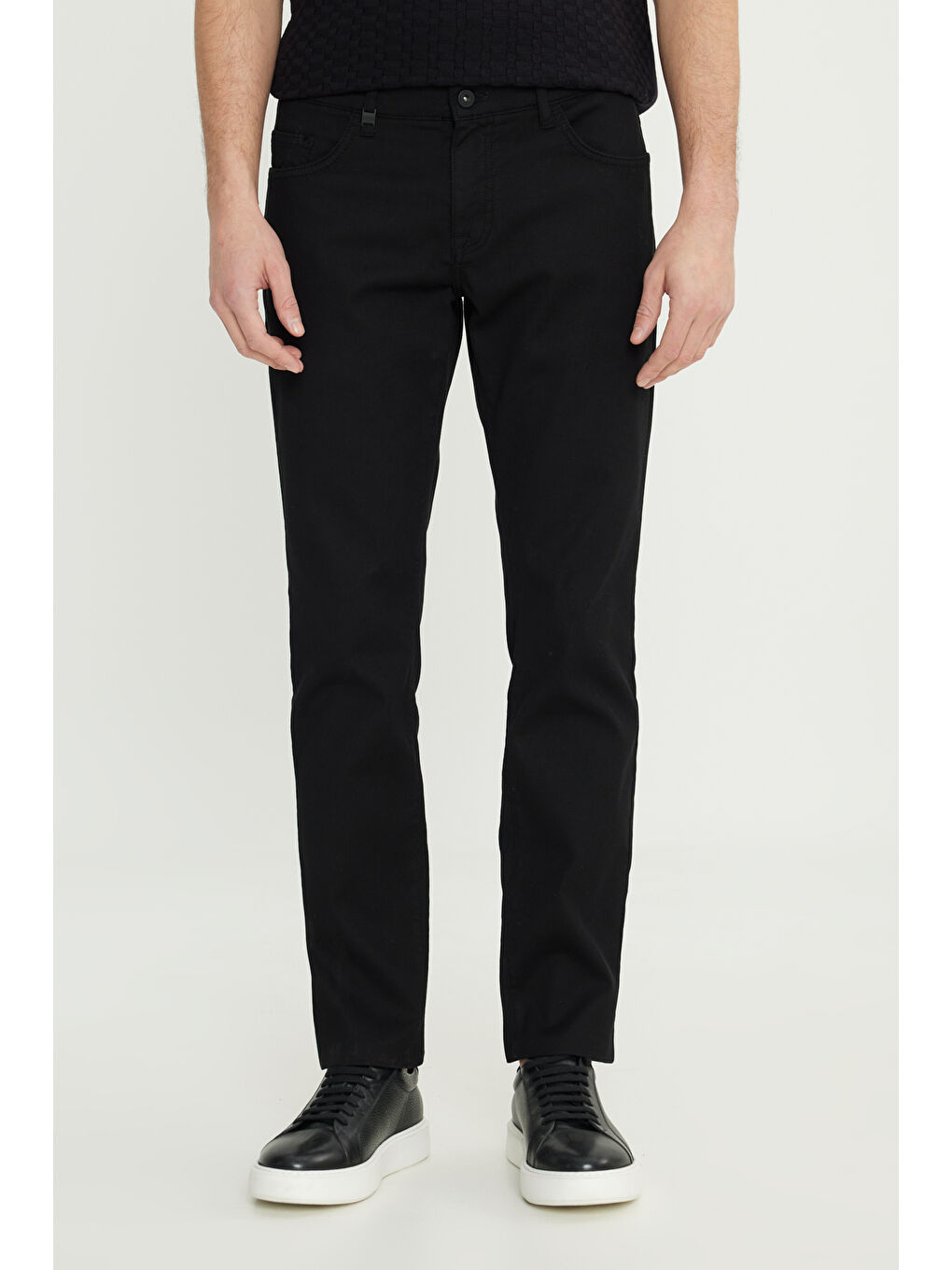 Erkek Siyah Pamuklu Slim Fit Dar Kesim 5 Cep Armürlü Esnek Casual Pantolon