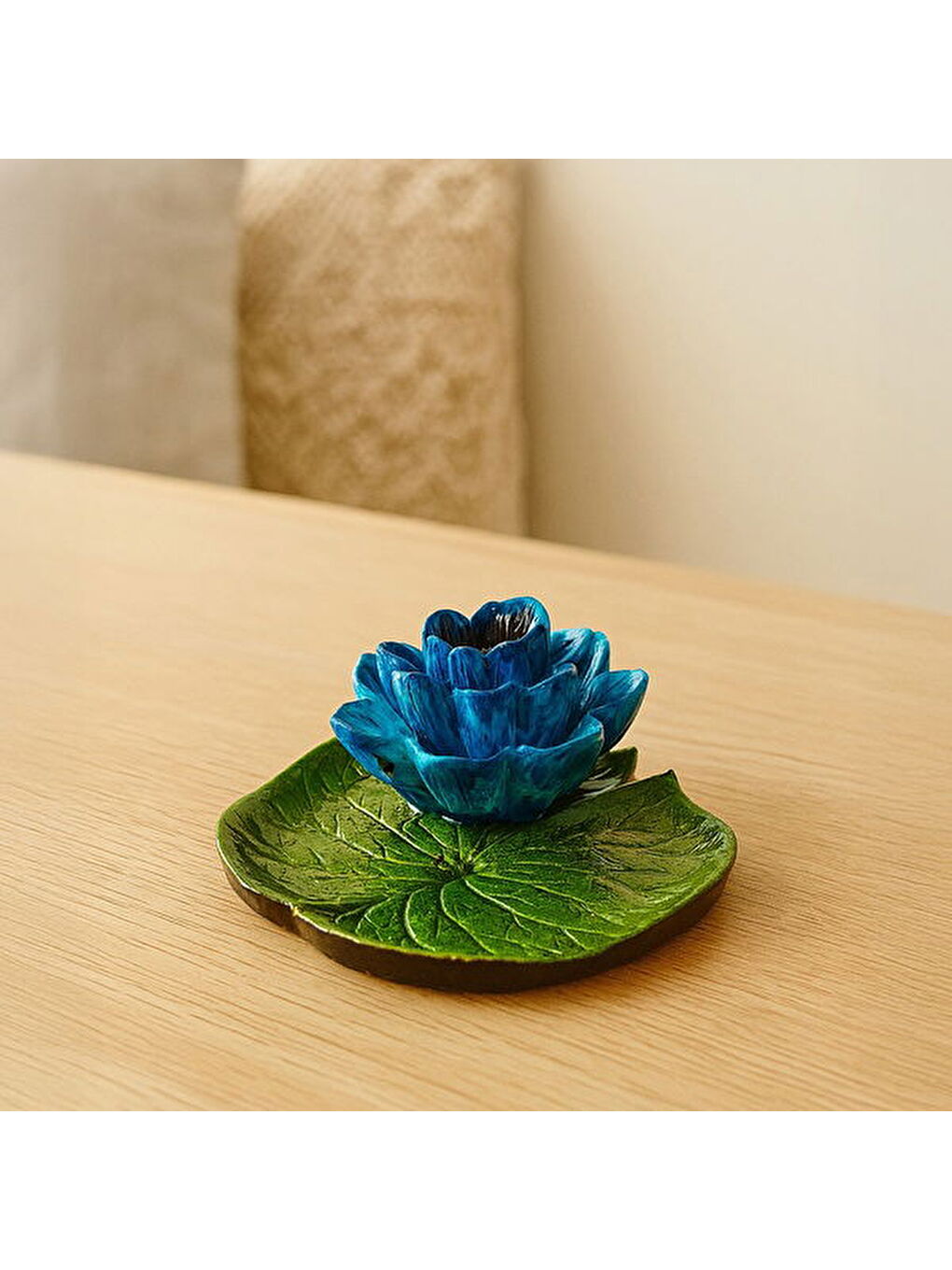 Deco Lotus Dekoratif Tabak - Mavi - 12 cm