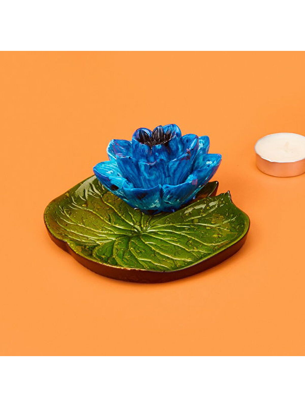 Deco Lotus Dekoratif Tabak - Mavi - 12 cm-3