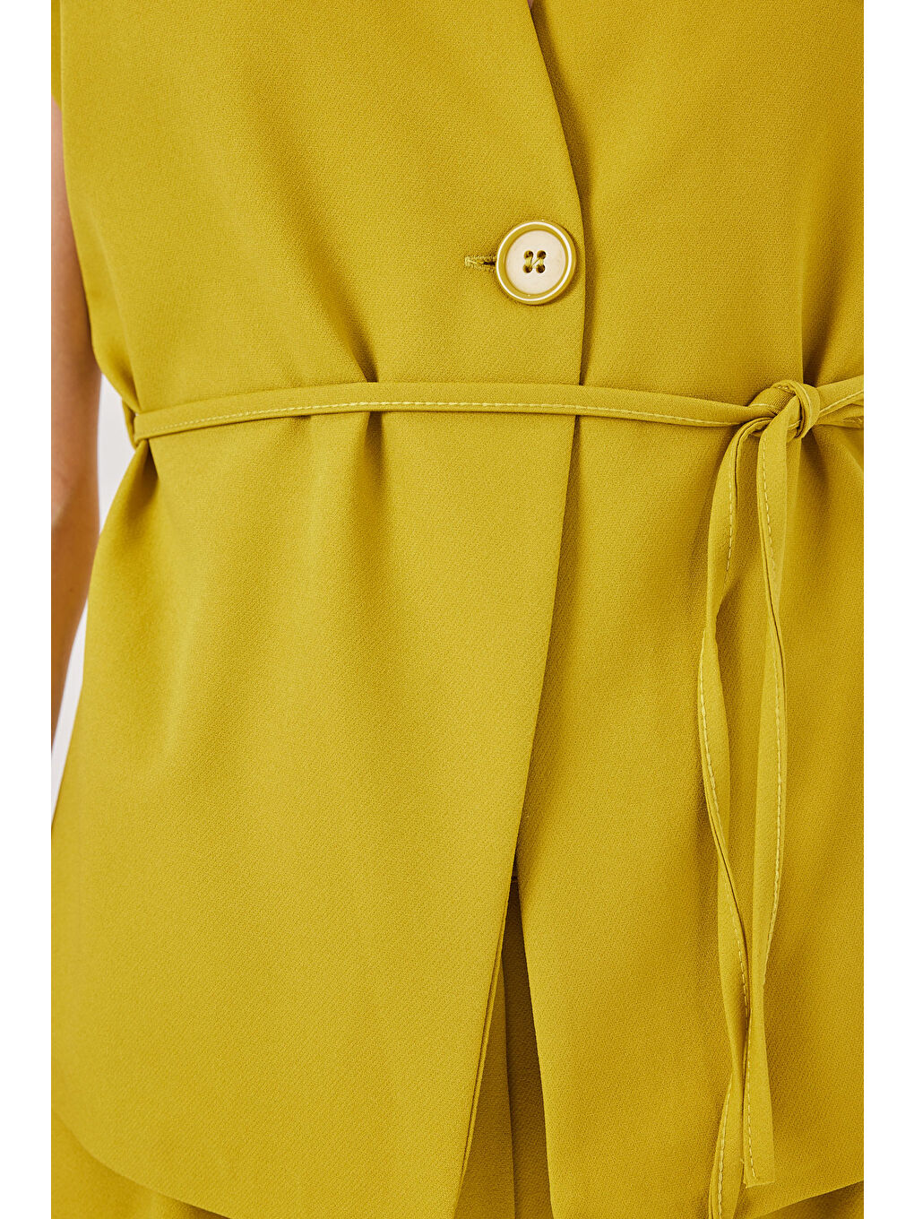 Kadın Yelek Pantolon Kumaş Takım 30050 - Yağ Yeşil-4