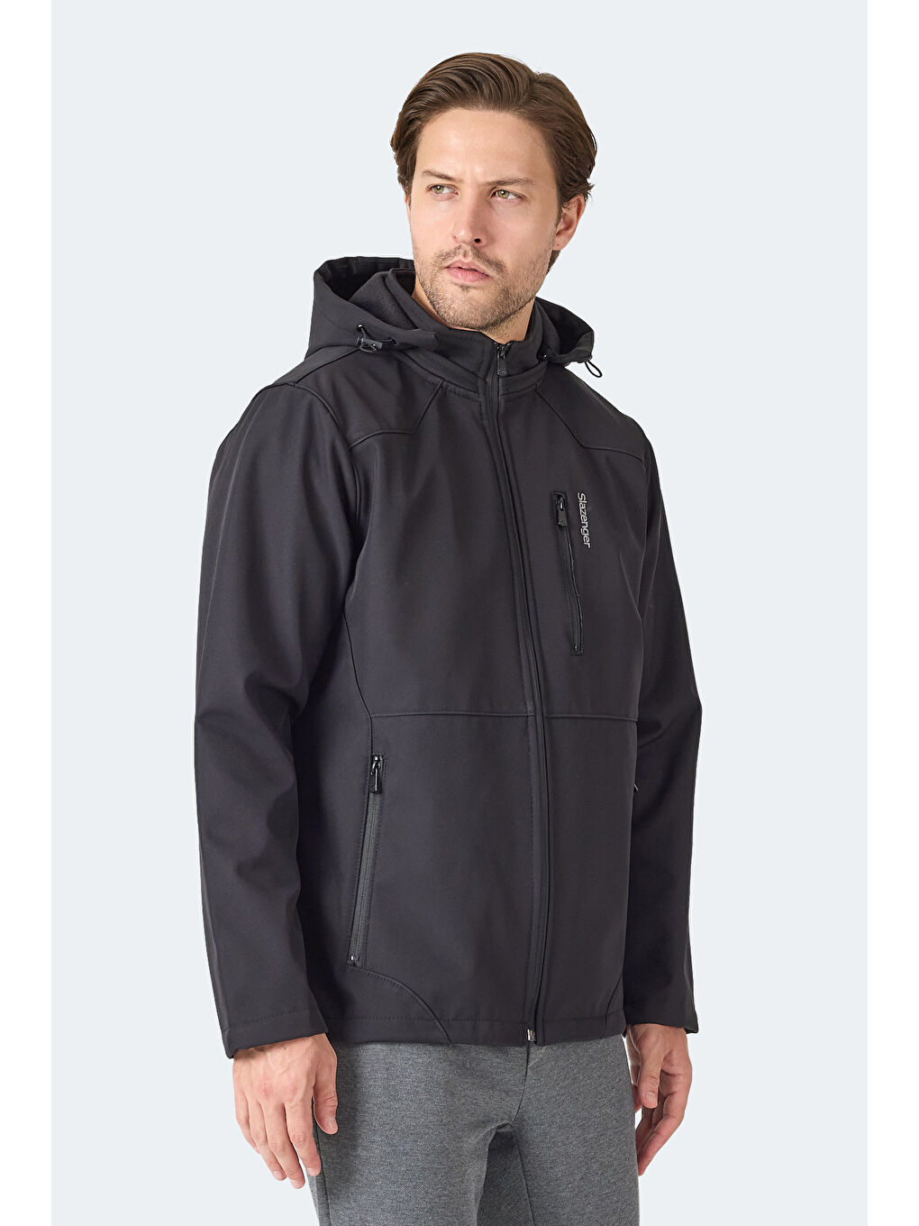 HARMONIC Erkek Kapüşonlu Fermuarlı Siyah Mont & Kaban-2