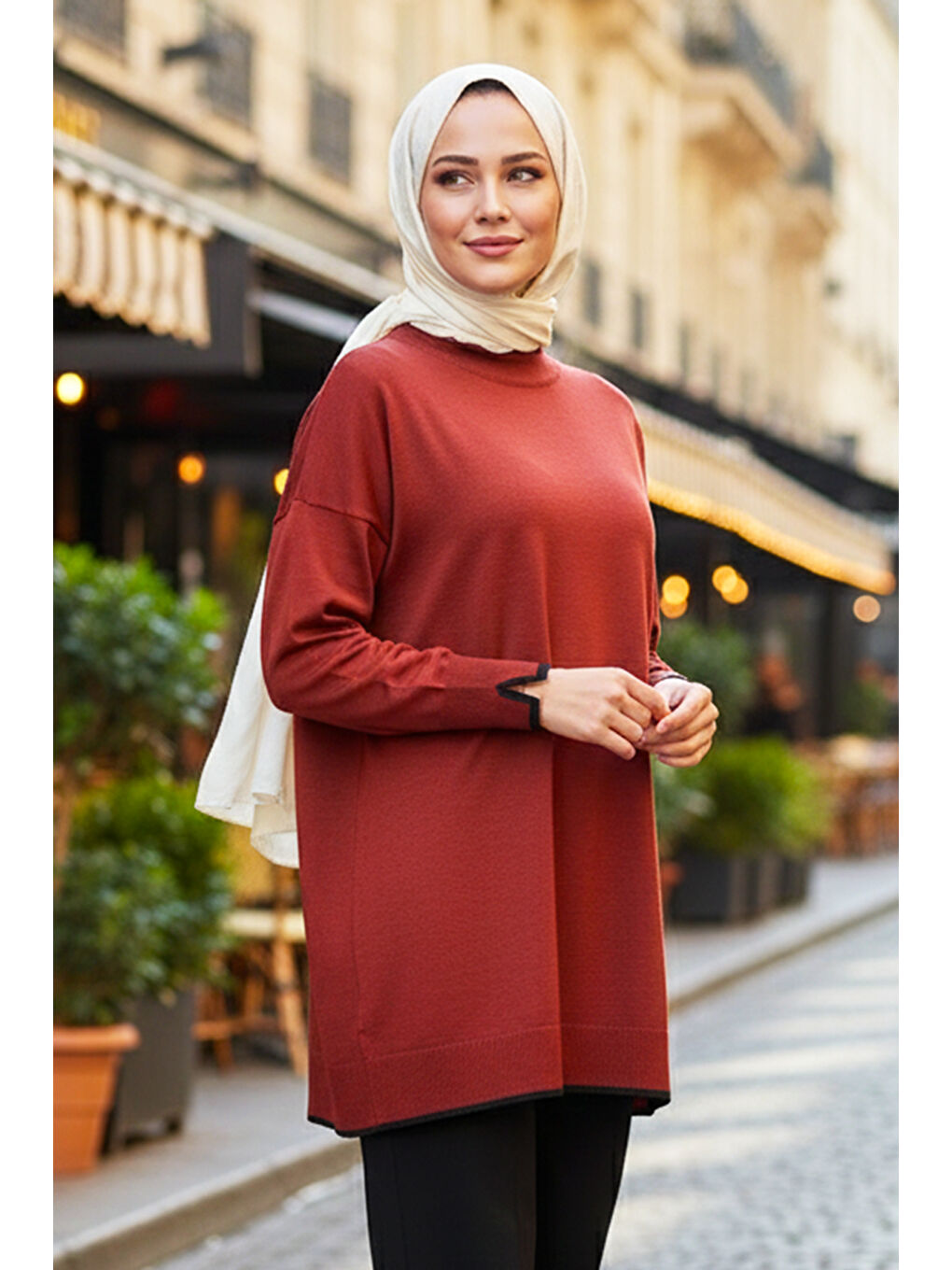 Basic Örme Merserize Tunik 17036 Bordo