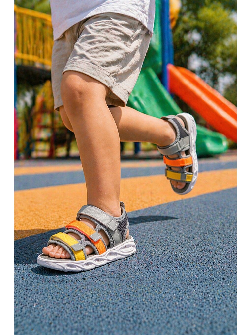 Gri NAVİ Erkek Çocuk Cırtlı Işıklı Sandalet-6