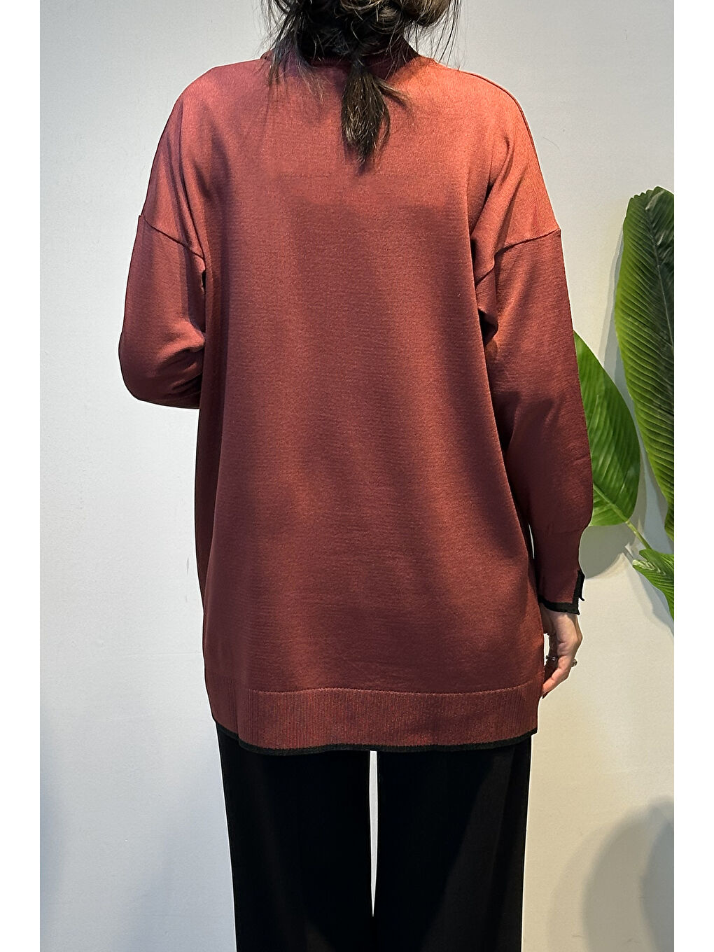 Basic Örme Merserize Tunik 17036 Bordo-3