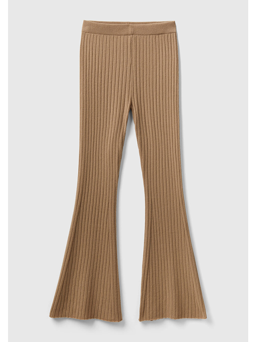 Kahverengi Kadın Taba Yün Karışımlı Regular Fit Triko Pantolon-1