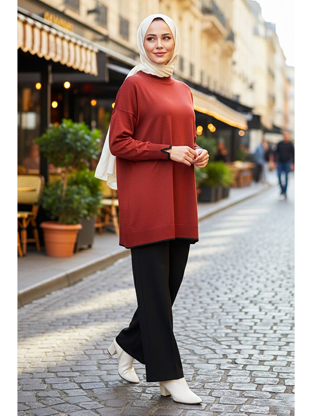Basic Örme Merserize Tunik 17036 Bordo-4