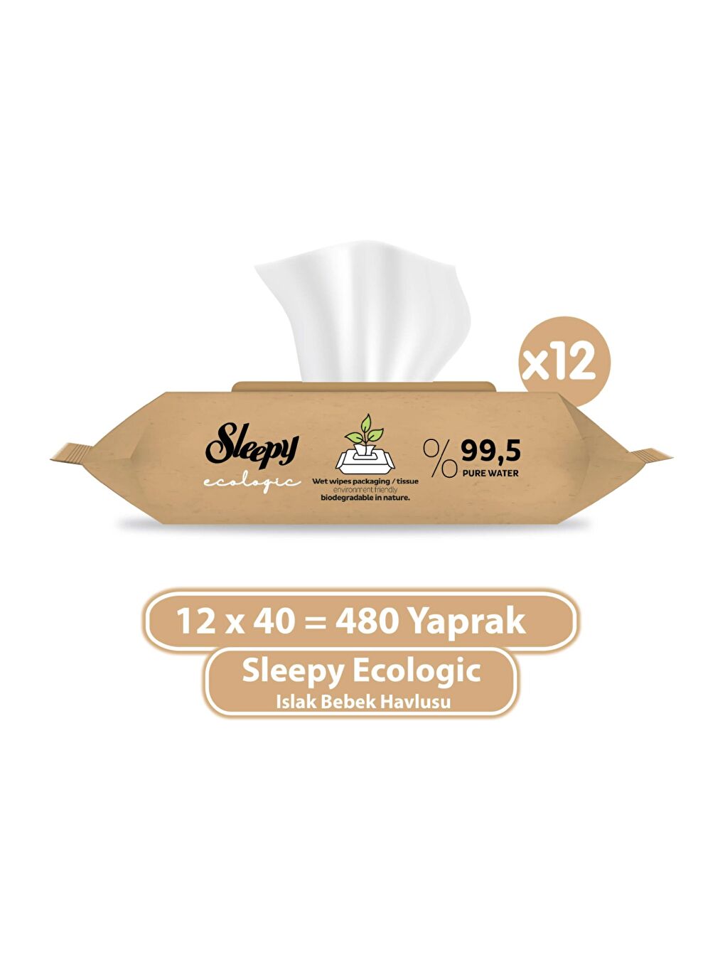 Ecologic Yenidoğan Islak Bebek Bakım Havlusu 12x40 (480 Yaprak)