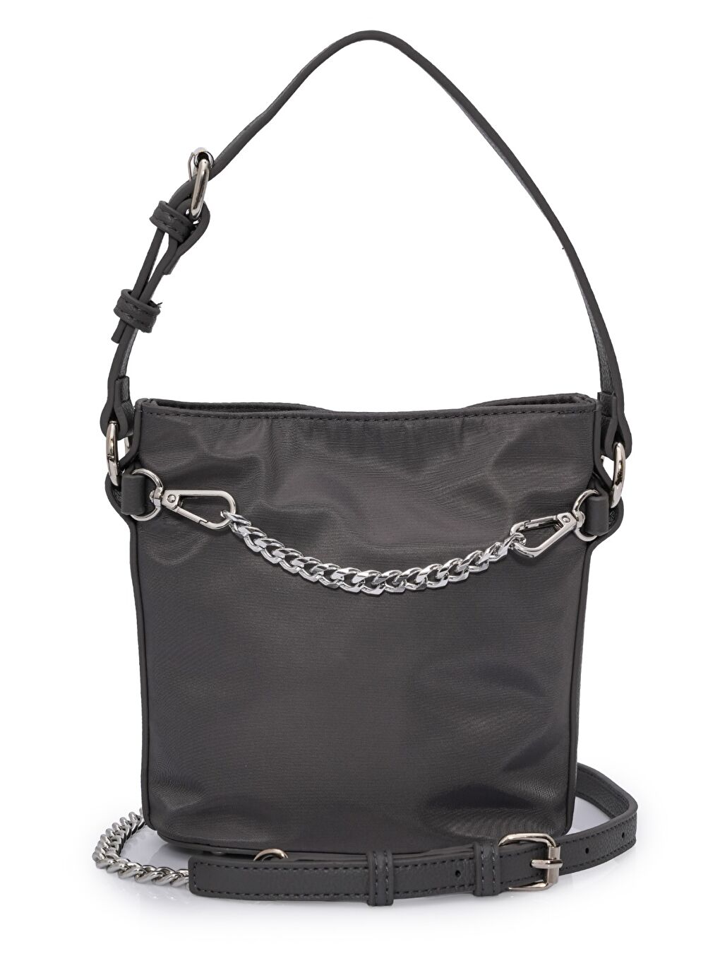 Gri Zincir Detaylı Çapraz Askılı Kadın Çanta MB16-1