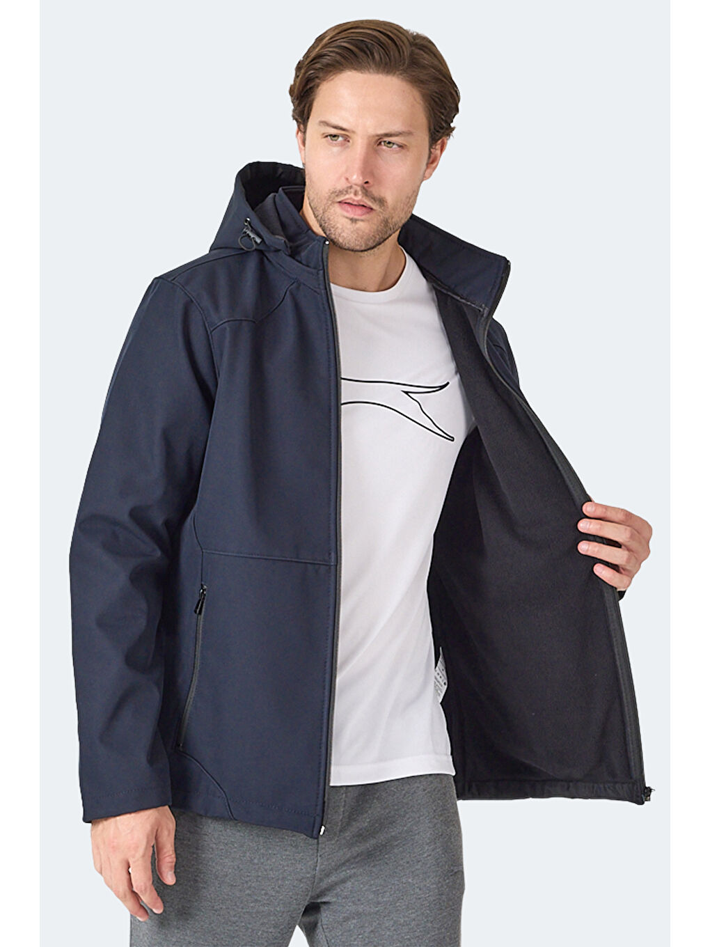 HARMONIC Erkek Kapüşonlu Fermuarlı Lacivert Mont & Kaban-5