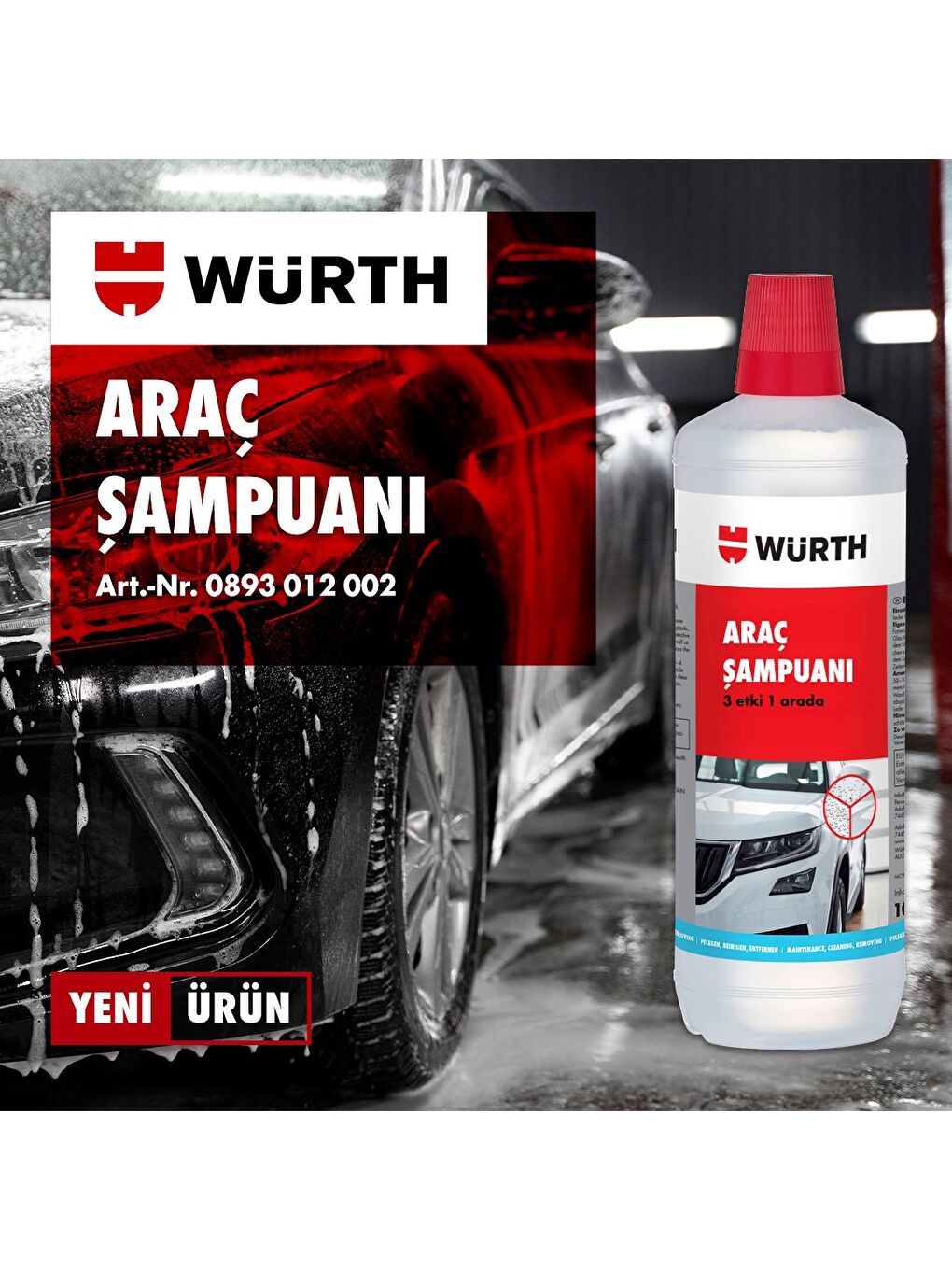 Würth 3 ü 1 Arada 1 Litre(100ML) Araç Yıkama Şampuanı-1