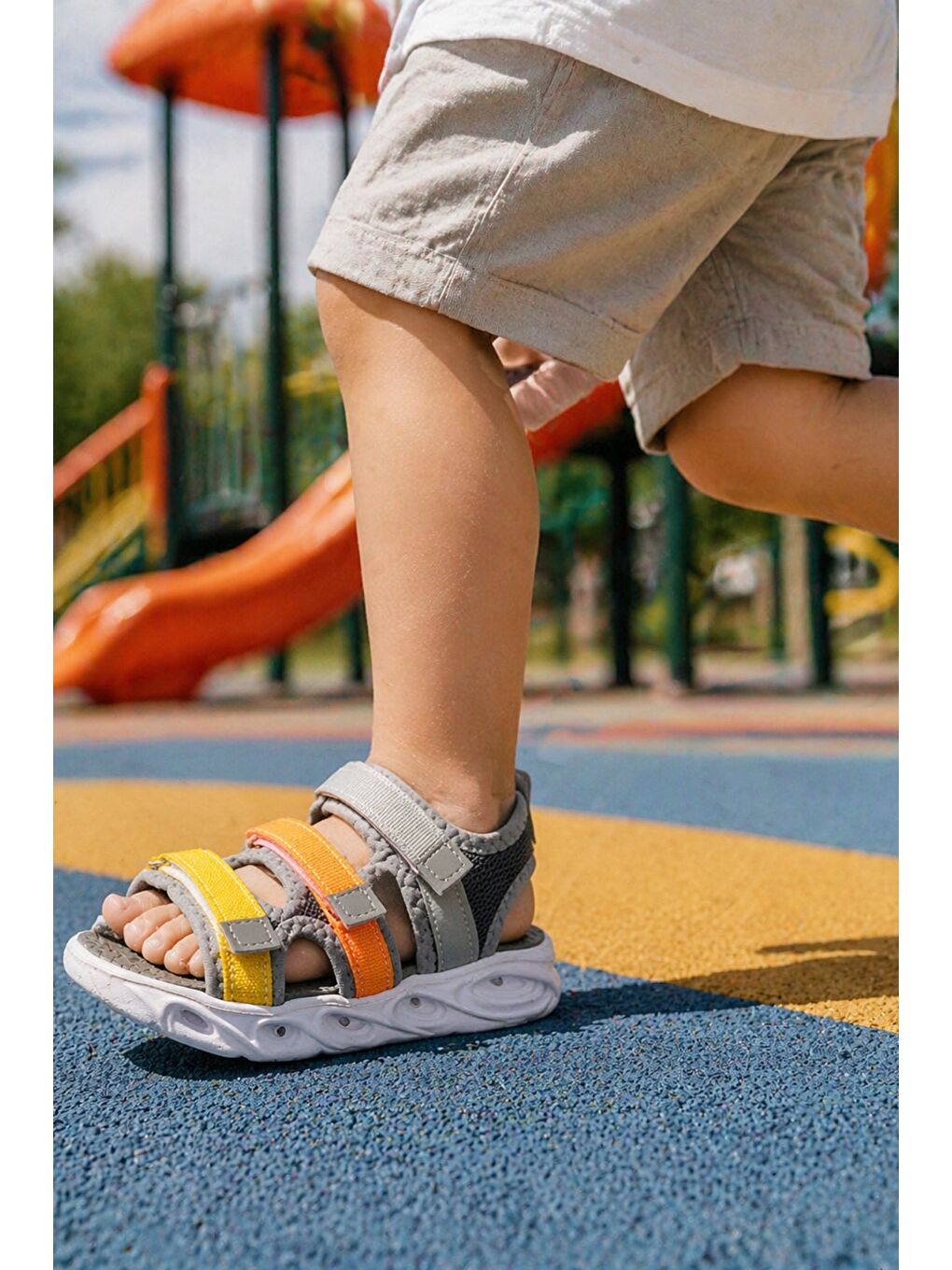 Gri NAVİ Erkek Çocuk Cırtlı Işıklı Sandalet-8