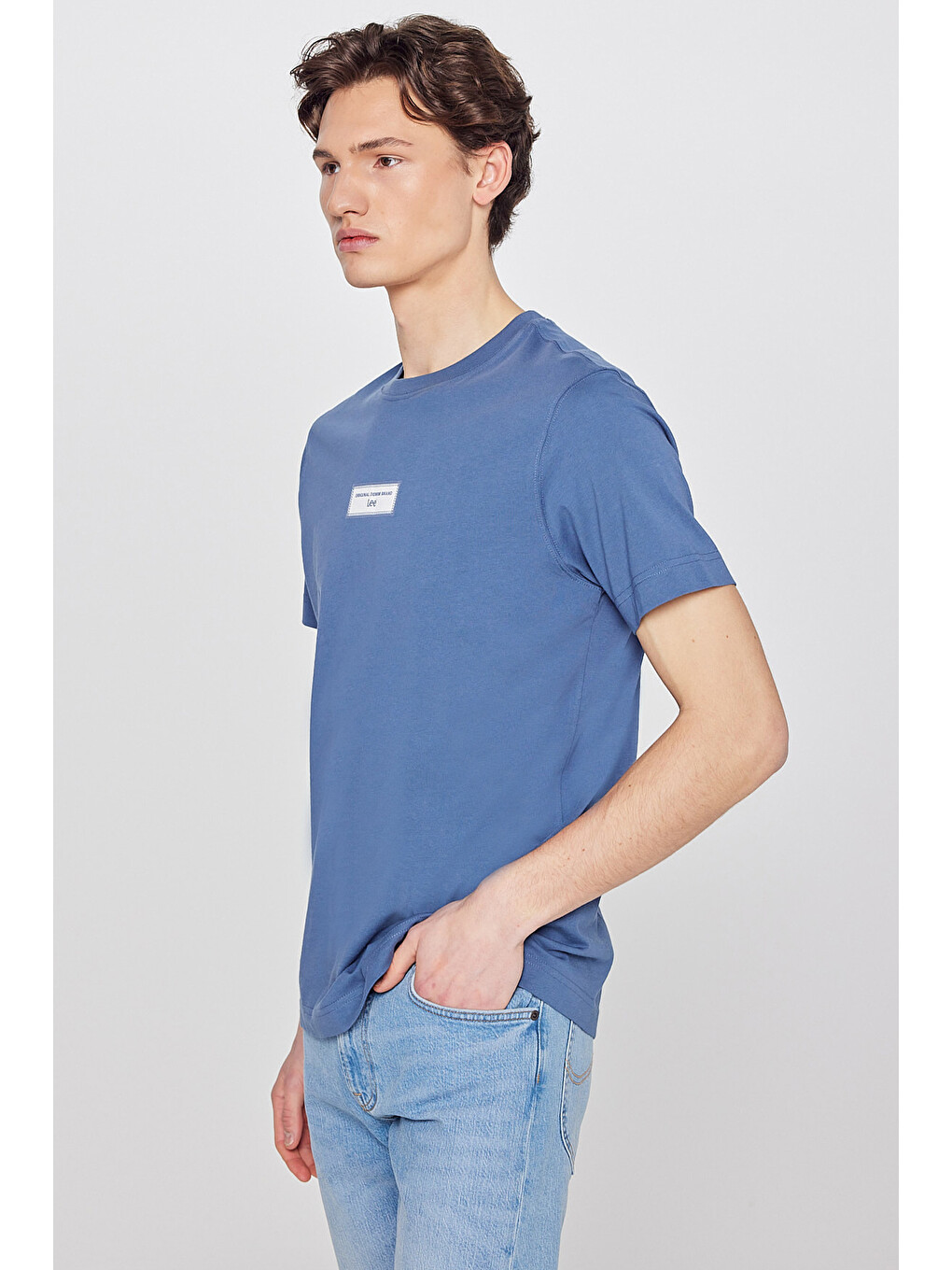 İndigo %100 Pamuk Nefes Alan Regular Fit Normal Kesim Logo Detaylı Tişört-1