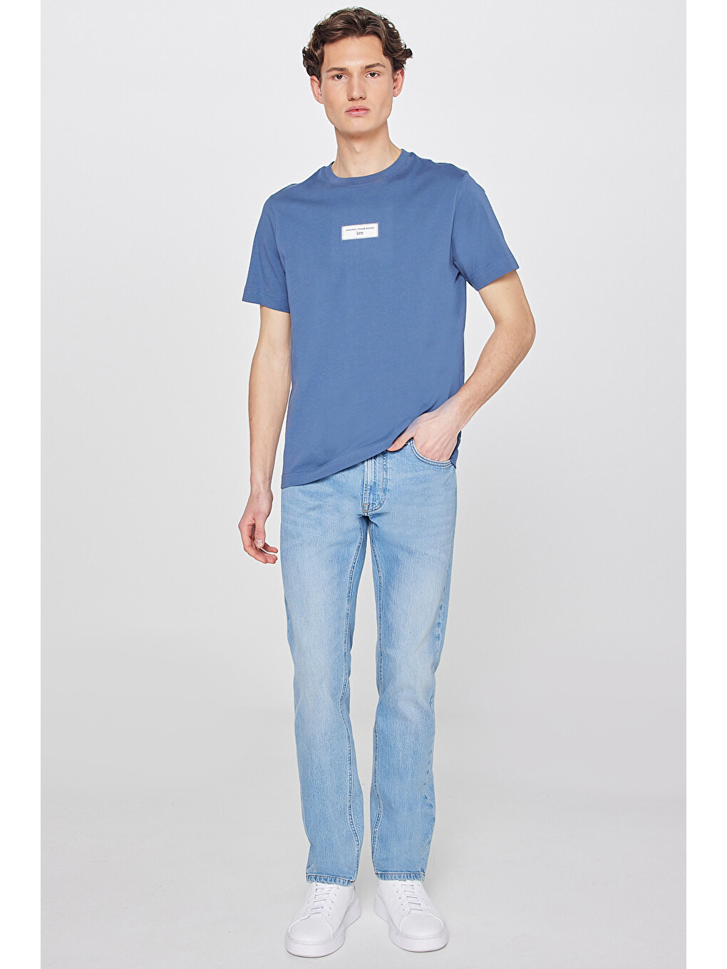 İndigo %100 Pamuk Nefes Alan Regular Fit Normal Kesim Logo Detaylı Tişört-2
