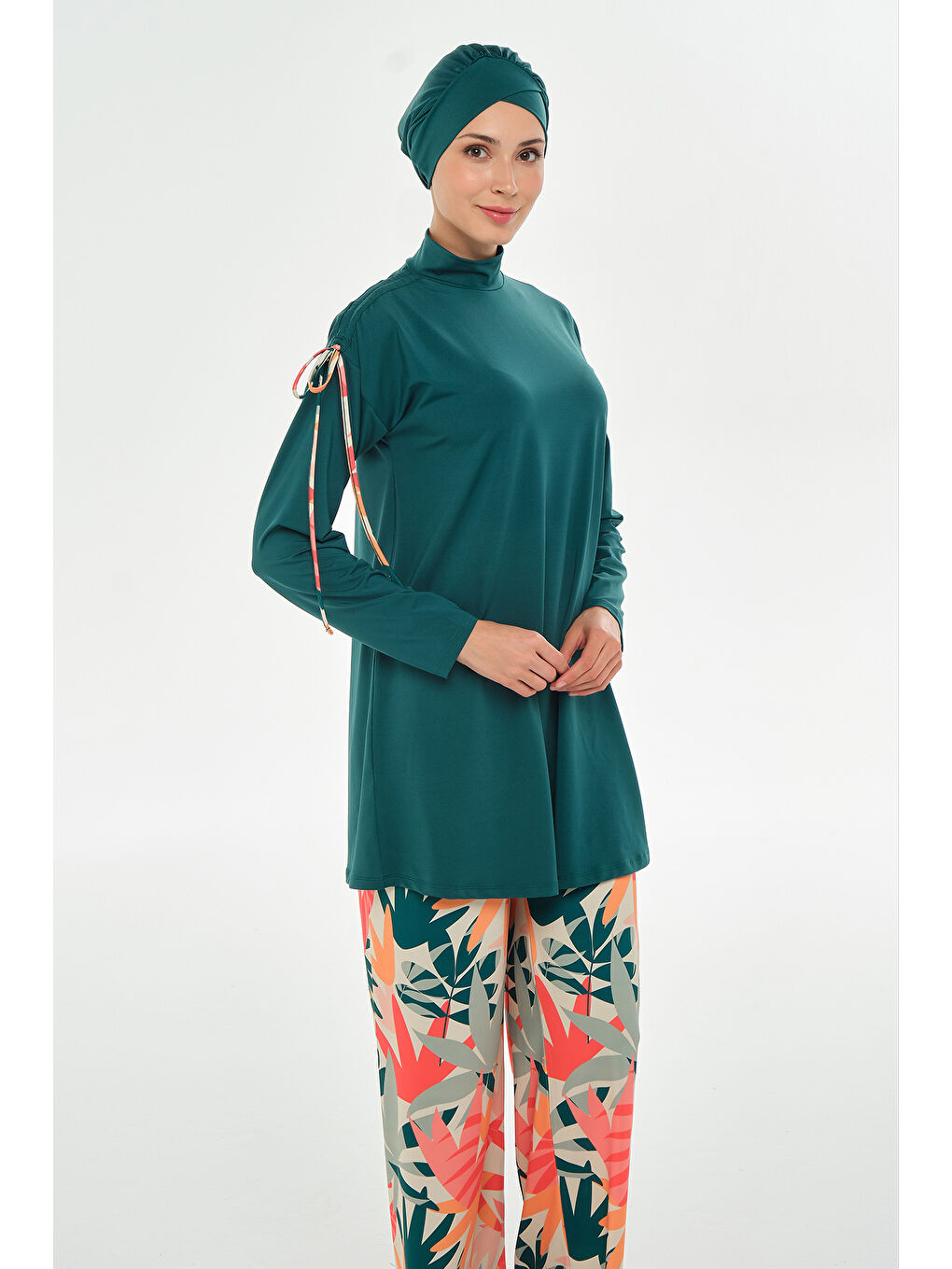 Bol Paça Elastanlı Tam Kapalı Tesettür Mayo 2115 Zümrüt Yeşili-2