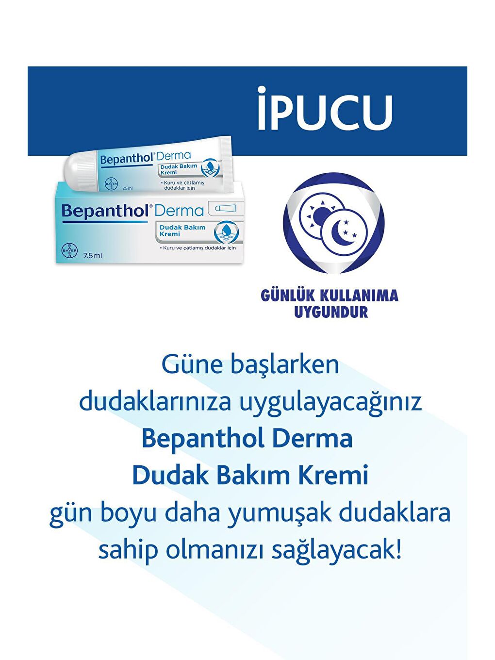 Bepanthol Şeffaf Dudak Bakım Kremi 7,5 ml l Kuru ve Çatlamış Dudaklar İçin Günlük Nemlendirme - 2