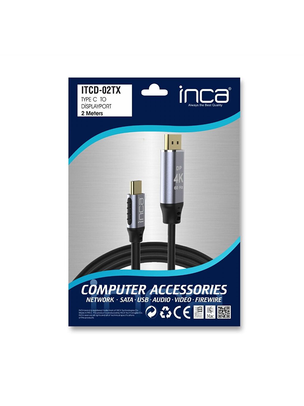 ITCD-02TX Type C to Display Port Altın Uçlu 4K 2 Metre Kablo-2