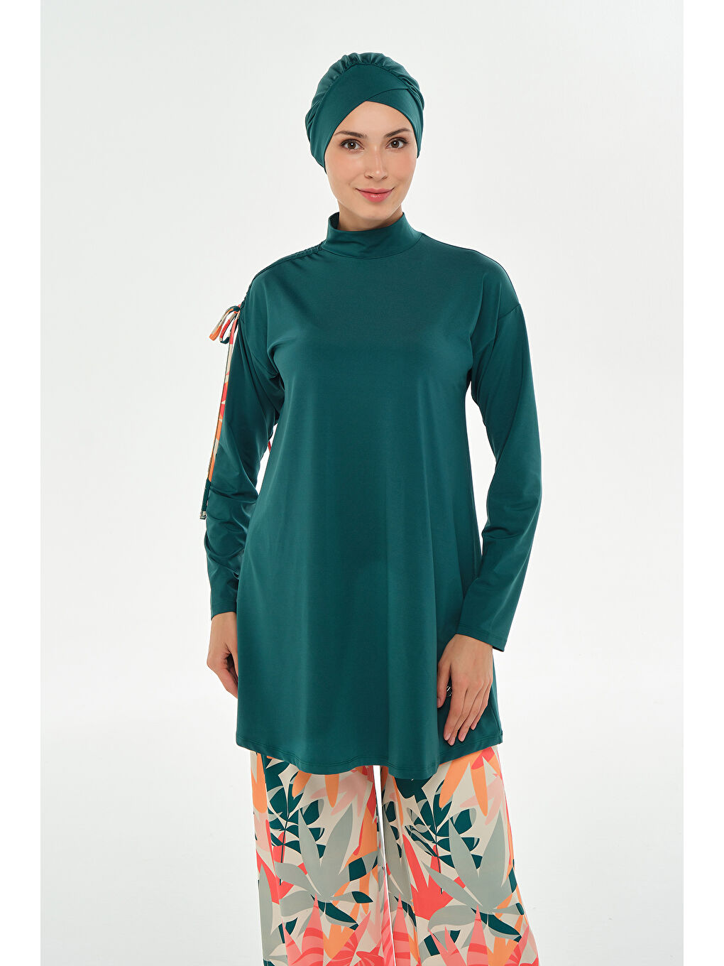 Bol Paça Elastanlı Tam Kapalı Tesettür Mayo 2115 Zümrüt Yeşili-3