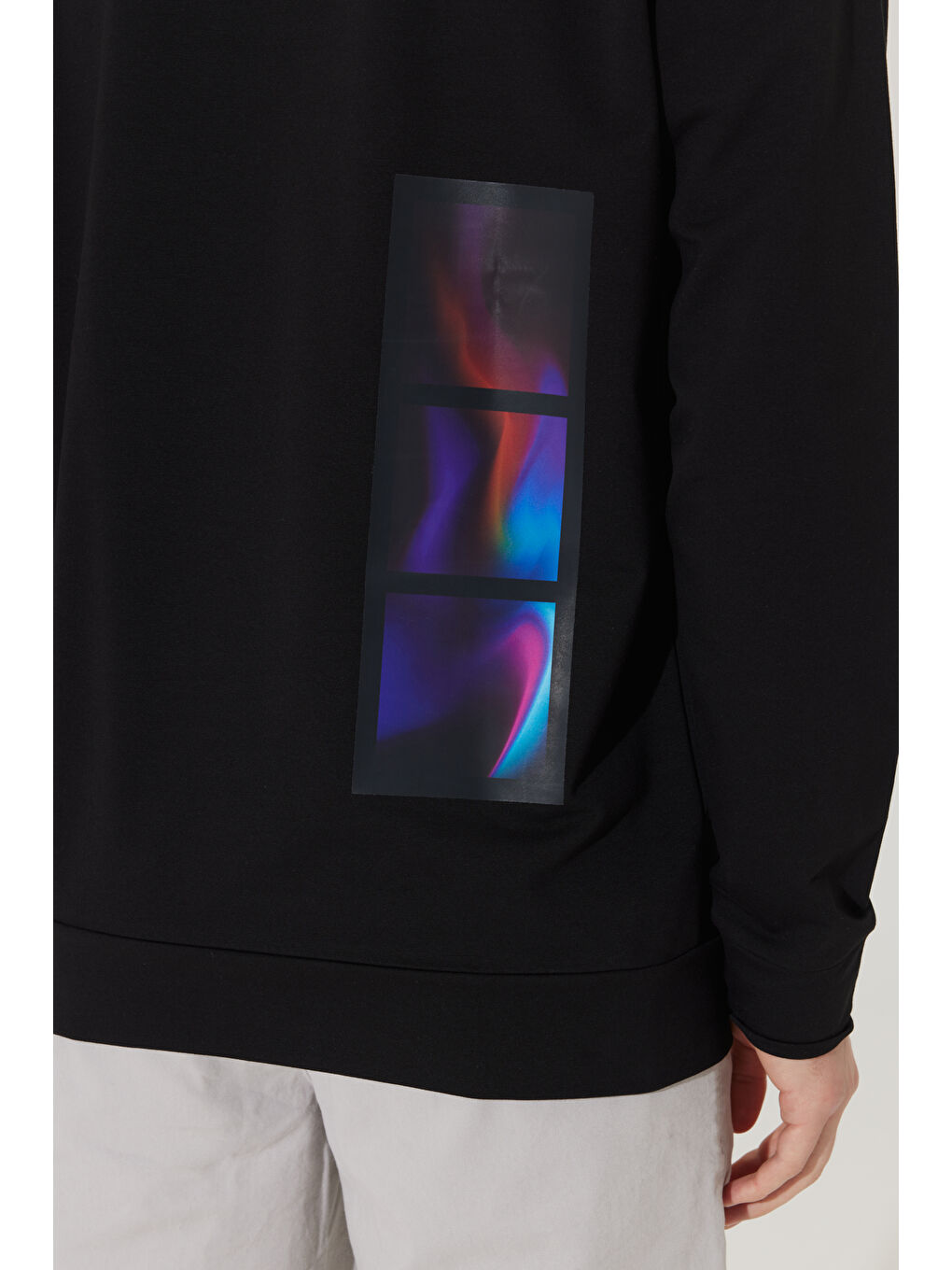 Erkek Siyah Standart Fit Normal Kesim Bisiklet Yaka Sweatshirt-5