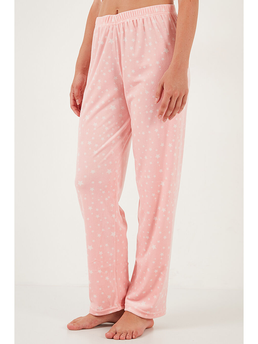 Pembe Desenli Regular Fit Bisiklet Yaka Uzun Kollu Kadın Pijama Takımı 65713312-3