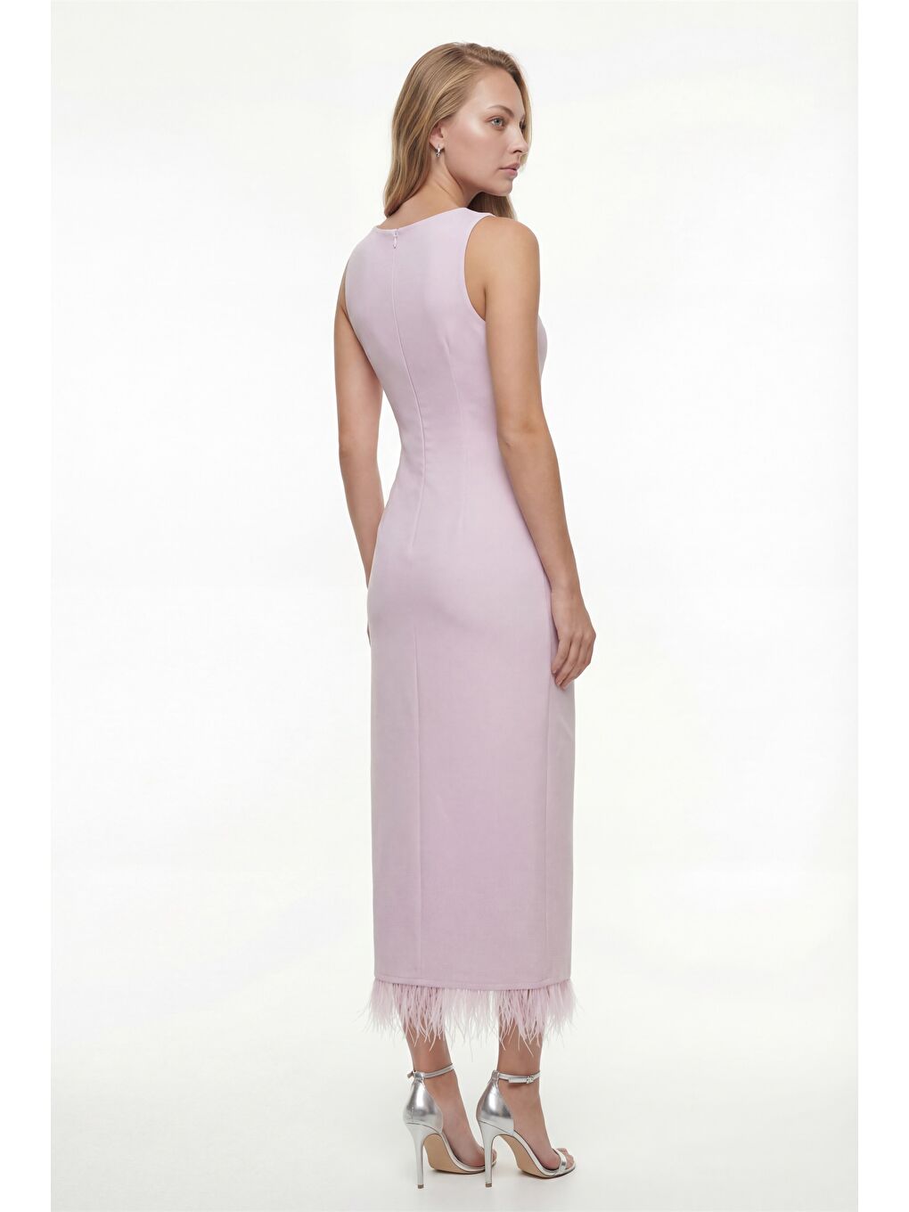 Pembe Kadın Pudra Dar Kalıp Otrişli Söz Nişan Nikah Abiye Elbise-4