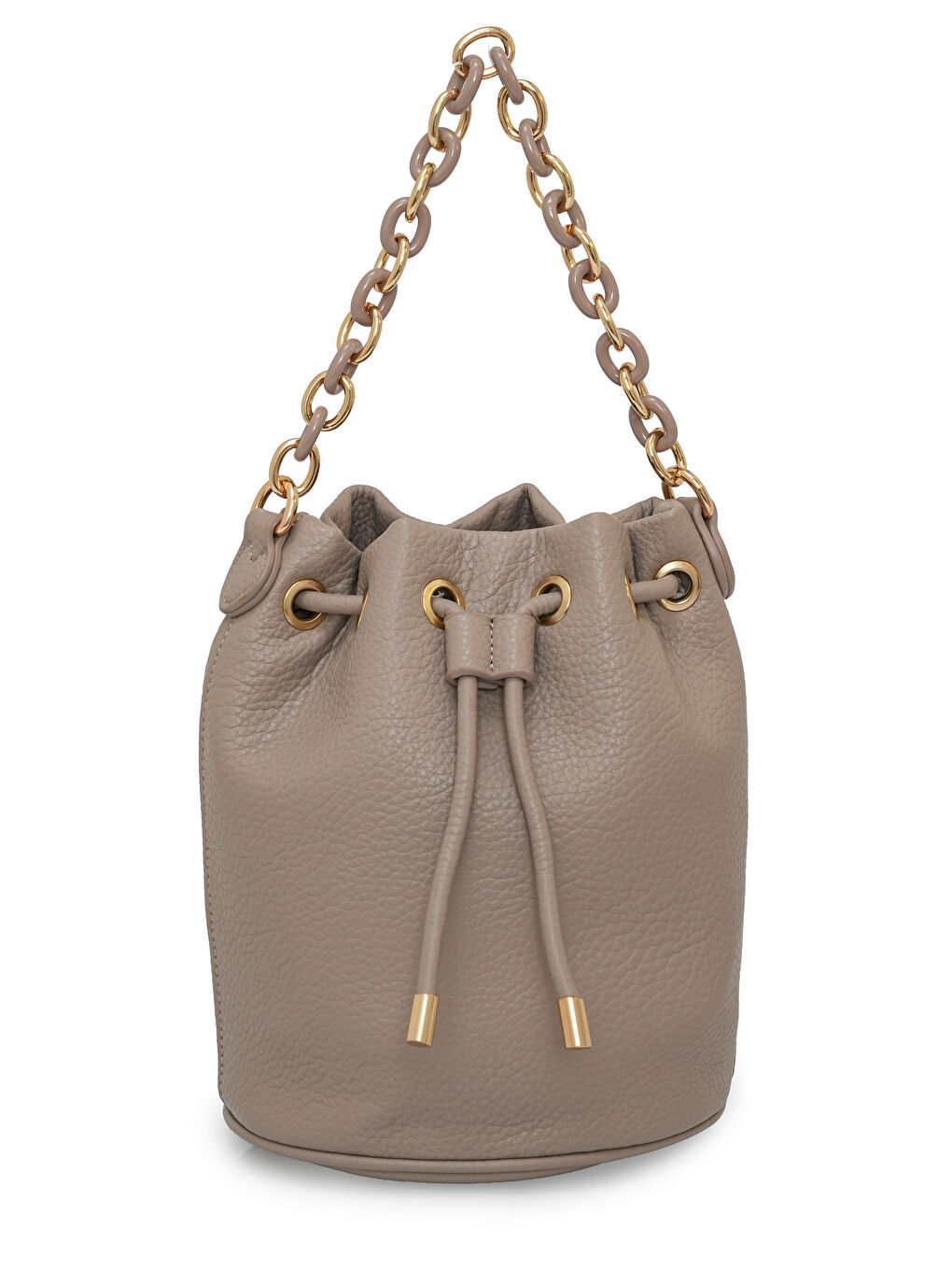 Bej Zincir Detaylı Büzgülü Kadın Omuz Çantası MB03-1