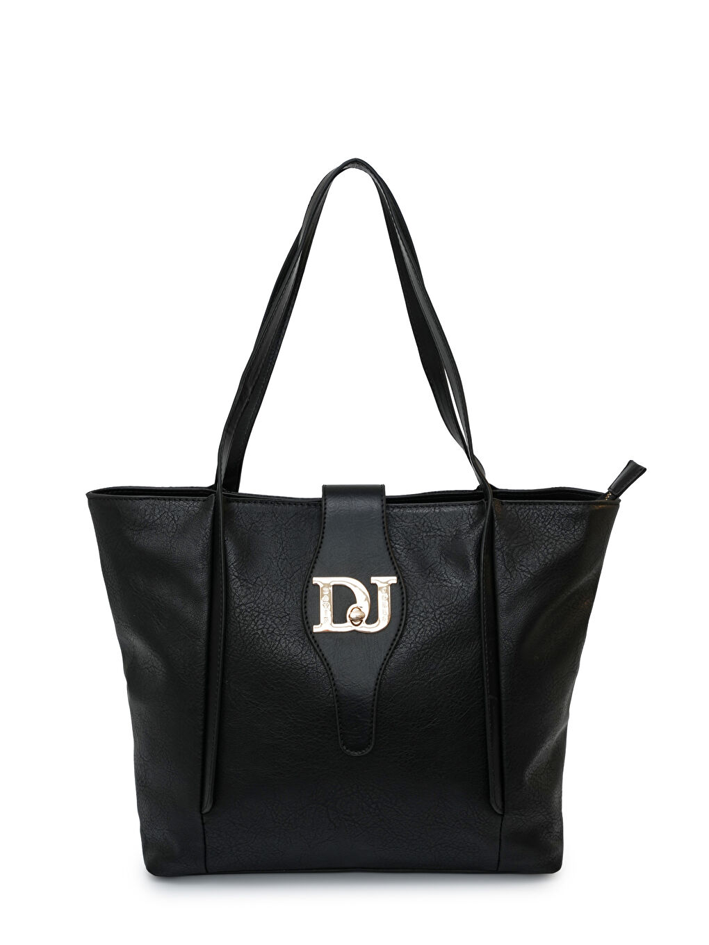 Siyah Logo Kapaklı Kadın Omuz Çantası DJ385-1
