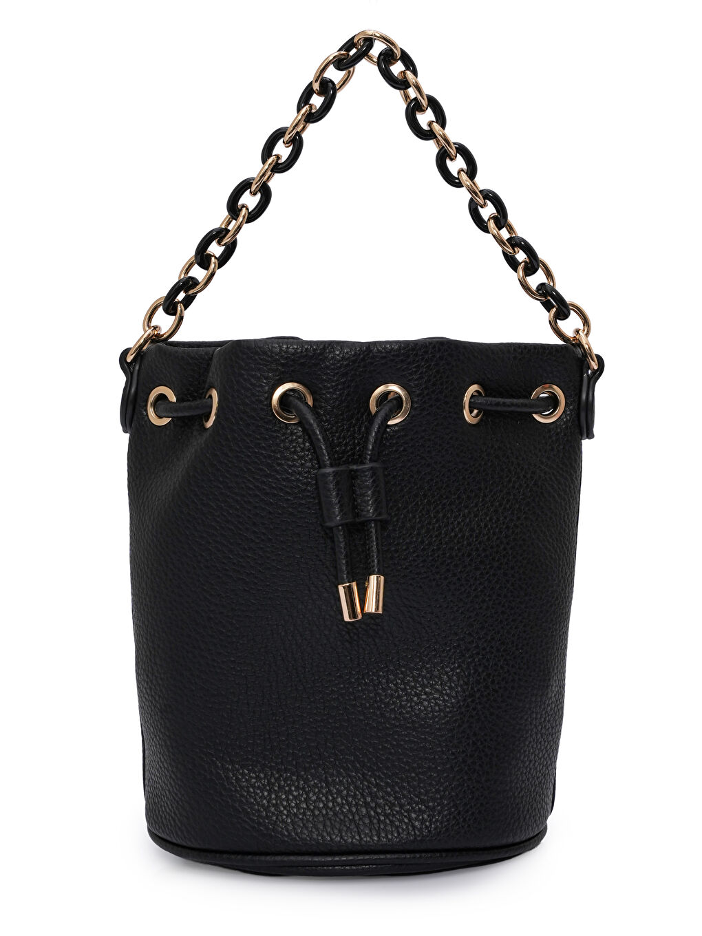 Siyah Zincir Detaylı Büzgülü Kadın Omuz Çantası MB03