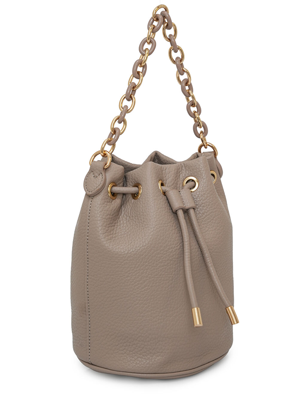 Bej Zincir Detaylı Büzgülü Kadın Omuz Çantası MB03-2