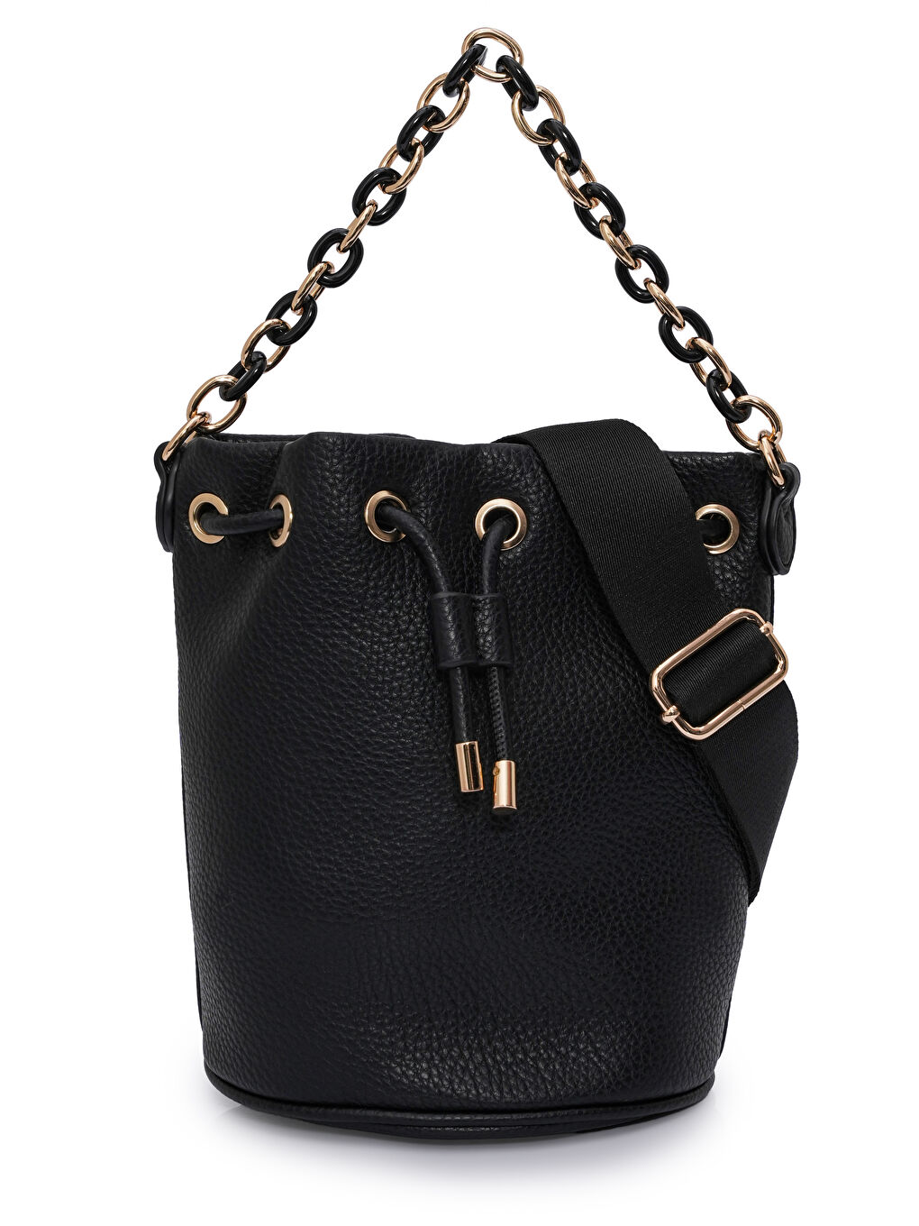 Siyah Zincir Detaylı Büzgülü Kadın Omuz Çantası MB03-1