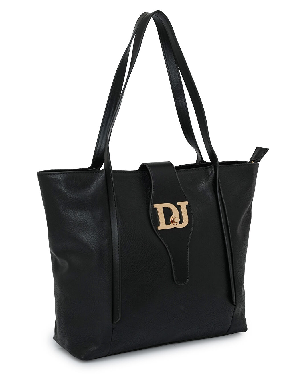 Siyah Logo Kapaklı Kadın Omuz Çantası DJ385-1-1