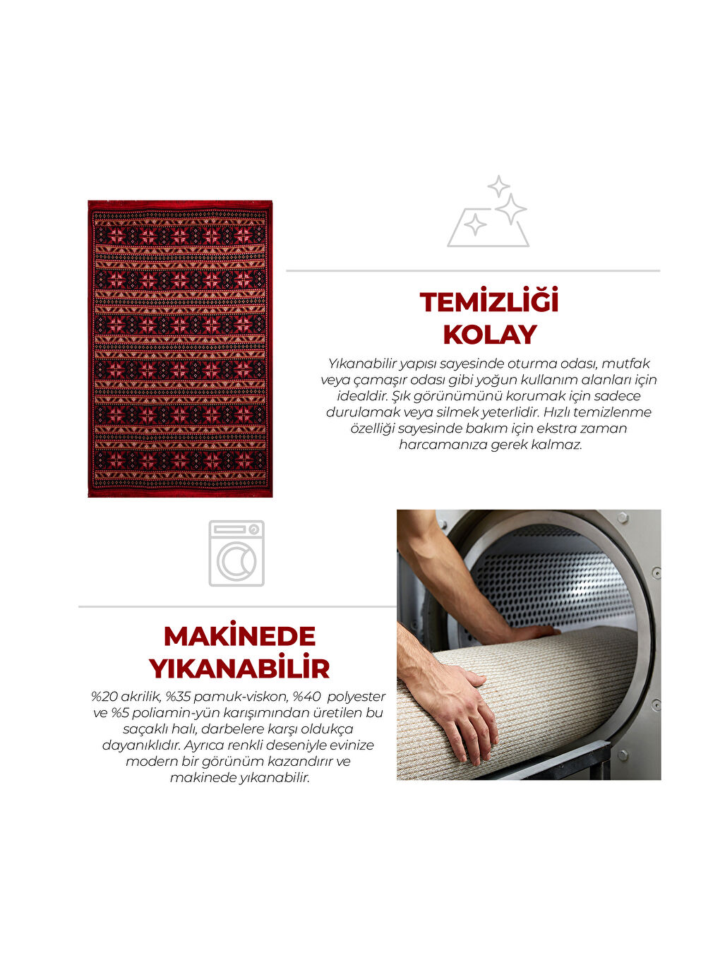 Karışık Kilim, Makinede Yıkanabilir, Etnik Desenli, 80*150 cm, SA25BA-2