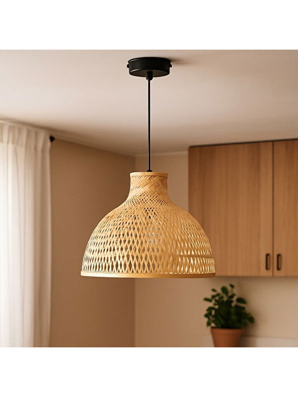 Bej İbiza Bambu Sarkıt - Natürel - 40 cm