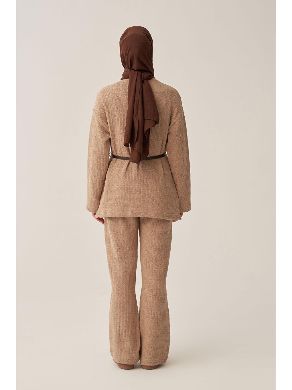 Bej-Triko Efektli Pantolonlu Takım-3