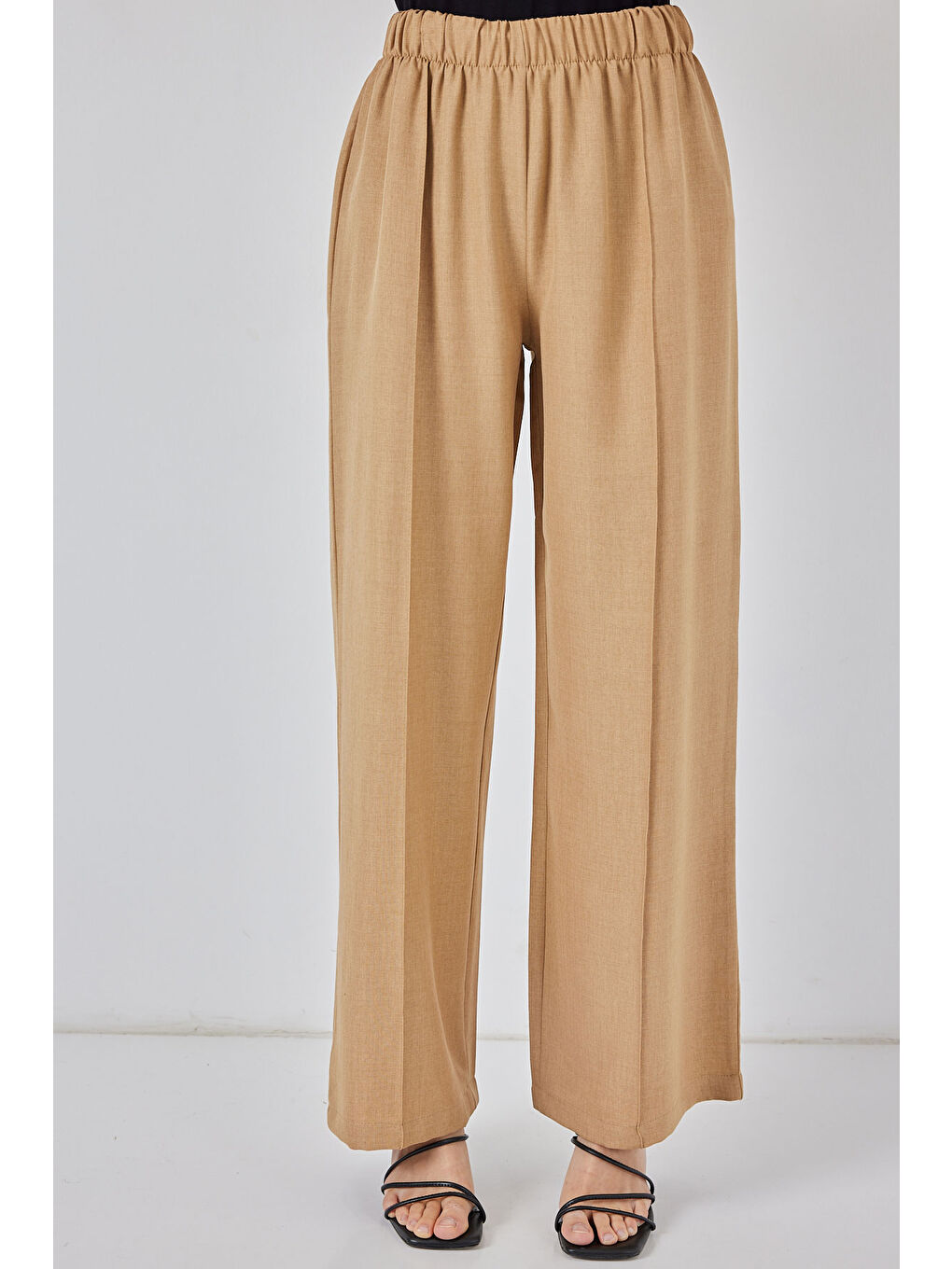 Bej Kadın Keten Kimono İkili Takım 6727 - Bisküvi-4