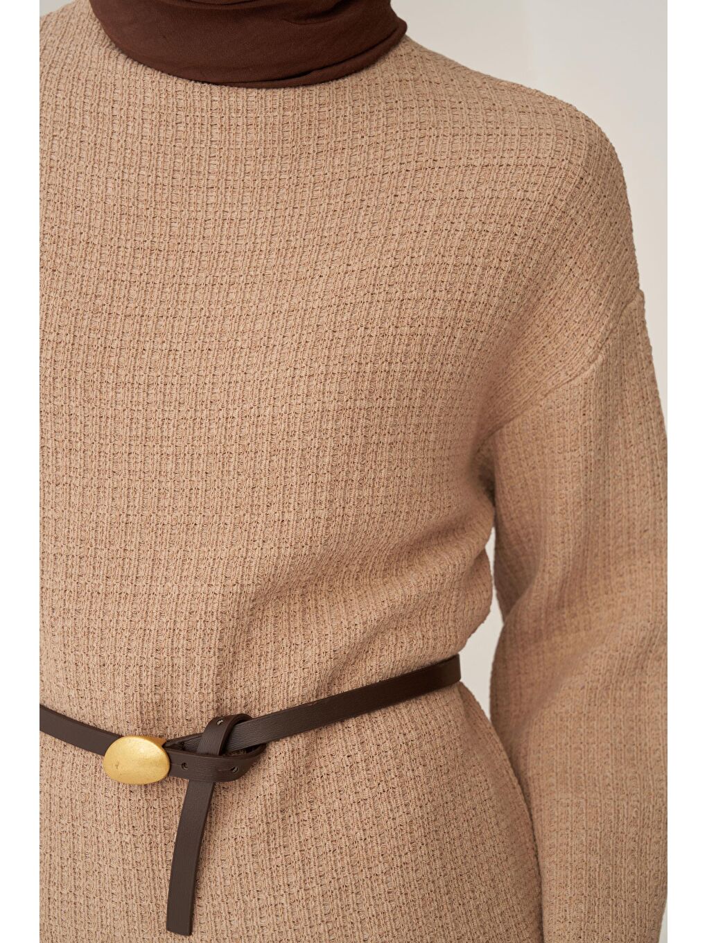 Bej-Triko Efektli Pantolonlu Takım-5